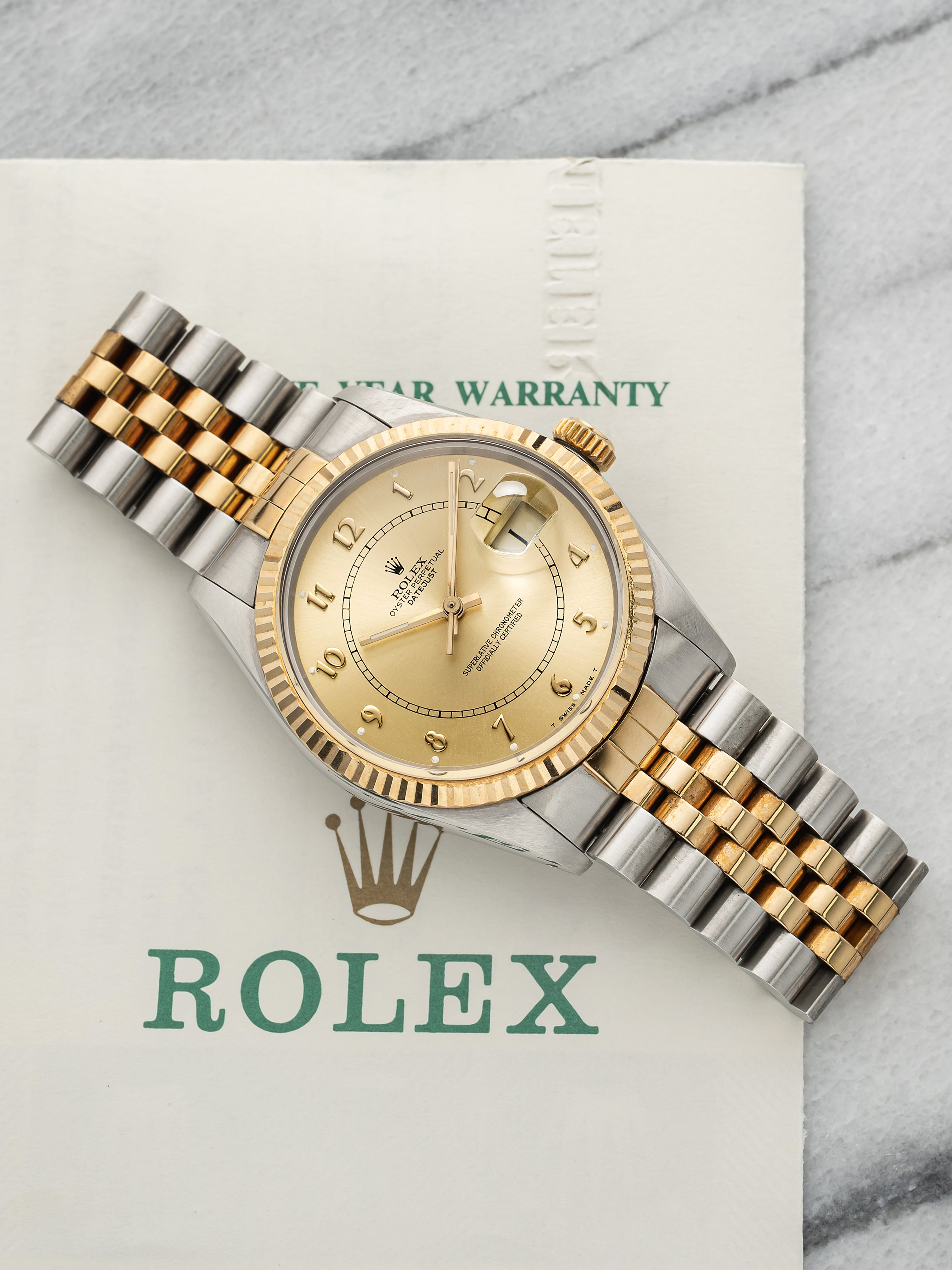 Vintage 1988 Rolex Datejust 16013 Two-Tone Champagne Boiler Gauge Dial Auto 36mm