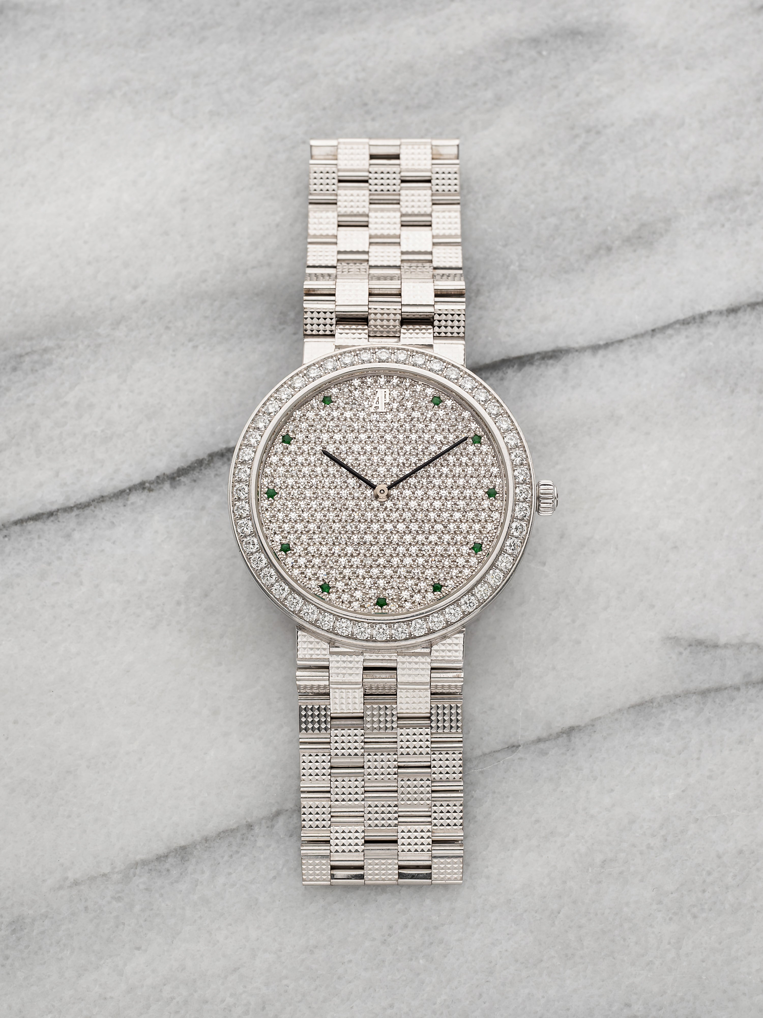 2004 Audemars Piguet Pave Ultra Thin 15071BC White Gold Pave Diamond Dial Manual