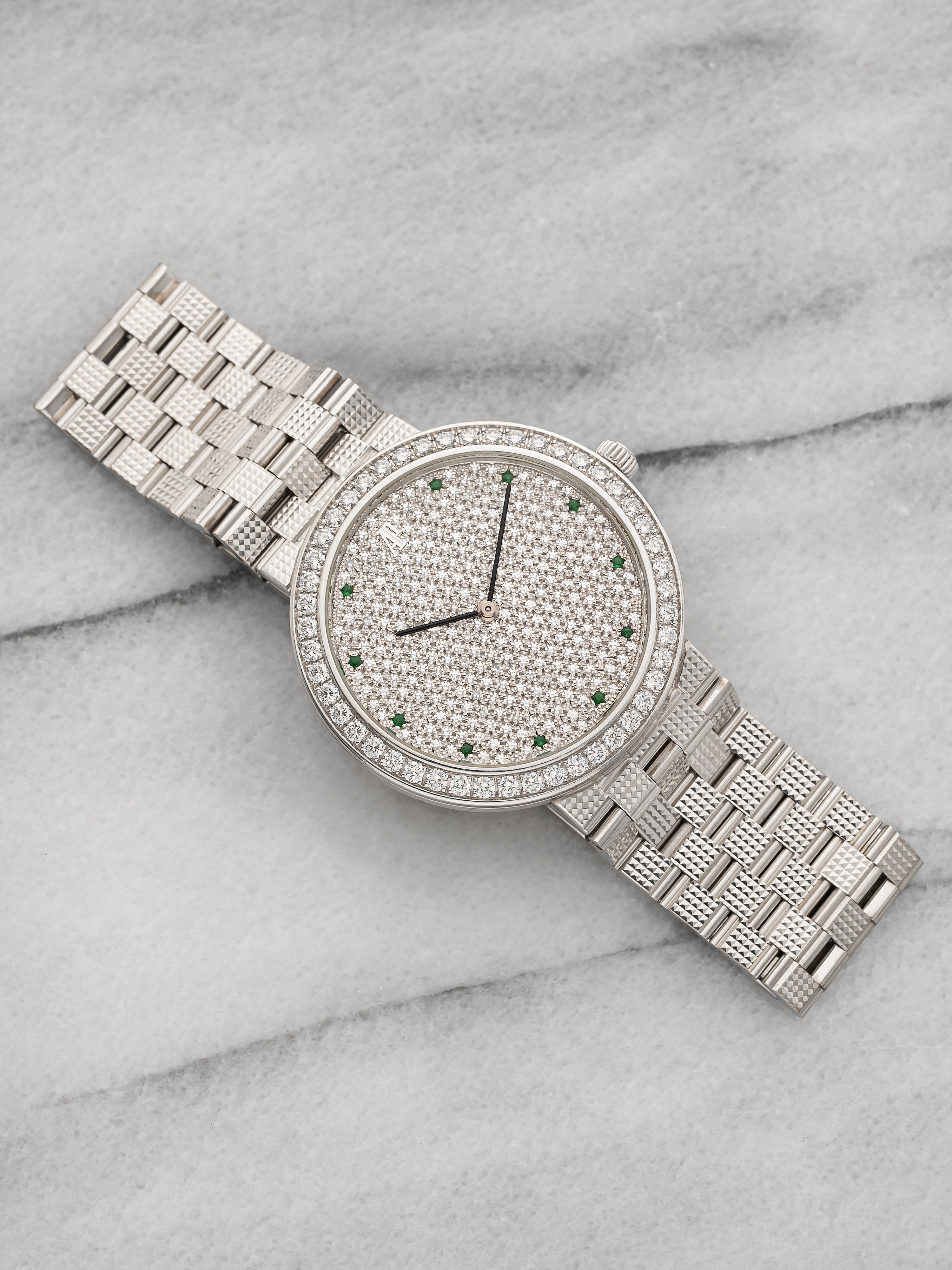 2004 Audemars Piguet Pave Ultra Thin 15071BC White Gold Pave Diamond Dial Manual