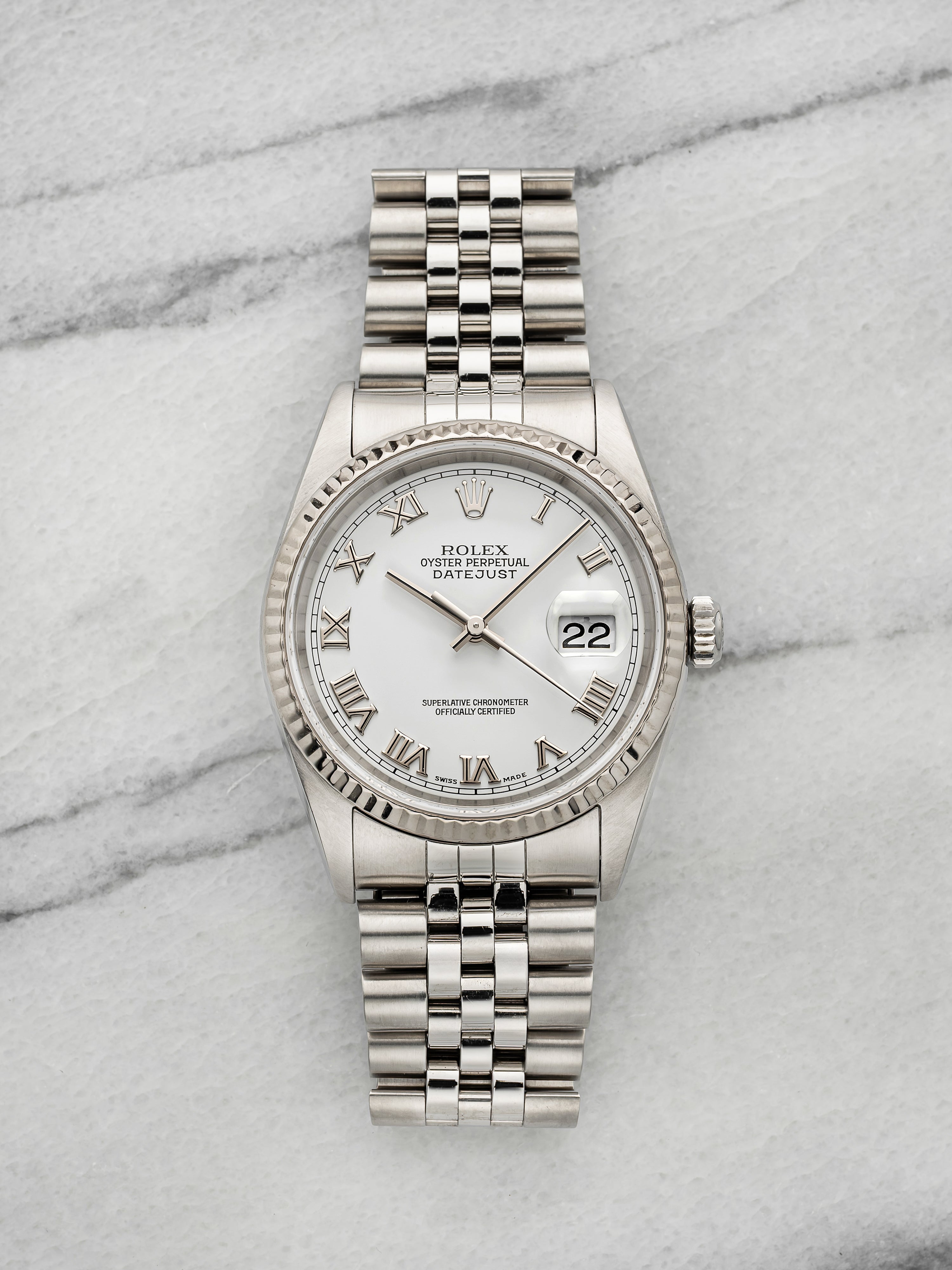2004 Rolex Datejust 16234 Stainless Steel White Roman Dial Automatic 36mm