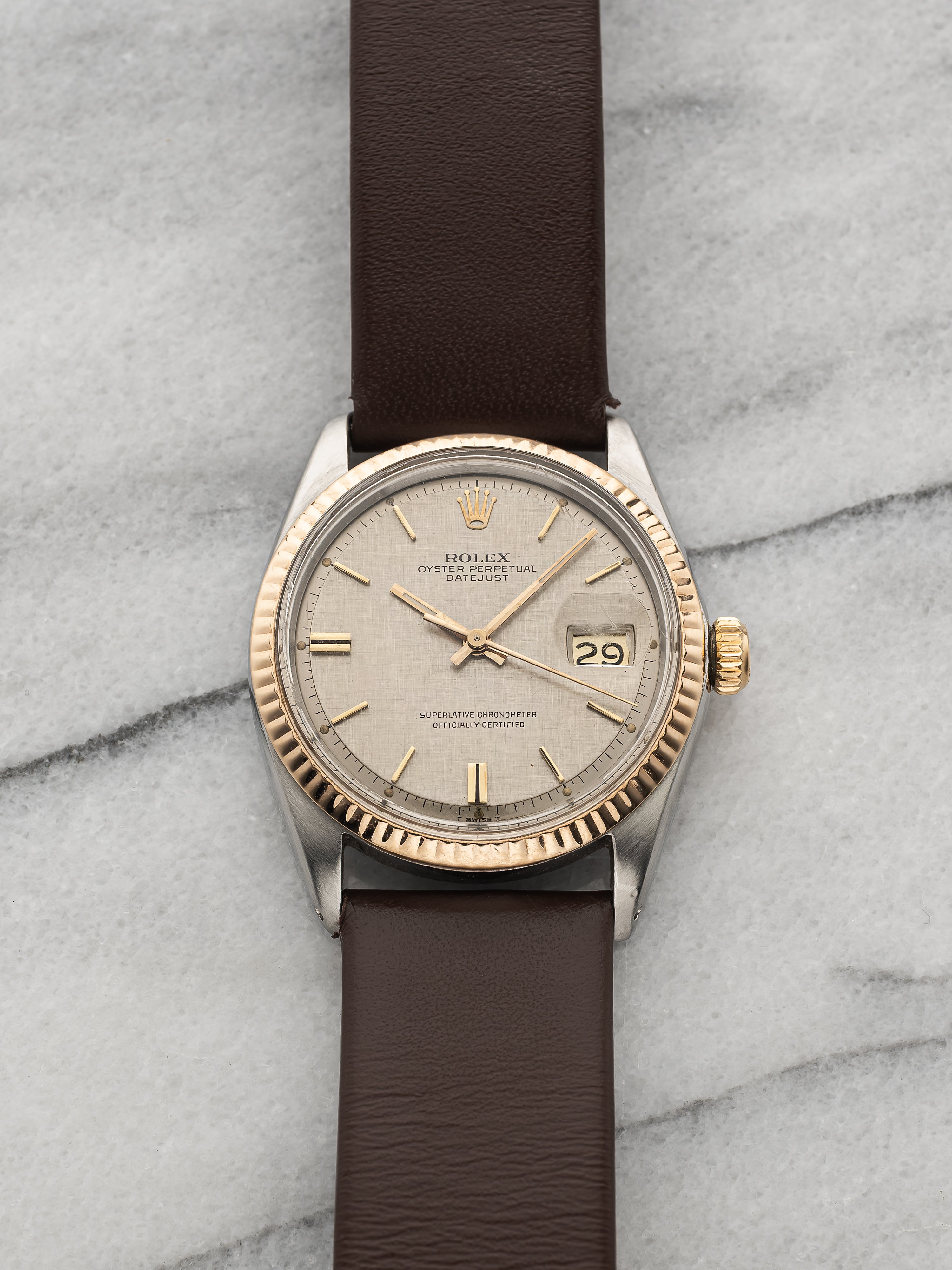 1970 Rolex Datejust 1601 Rose Gold  - Silver Linen Dial
