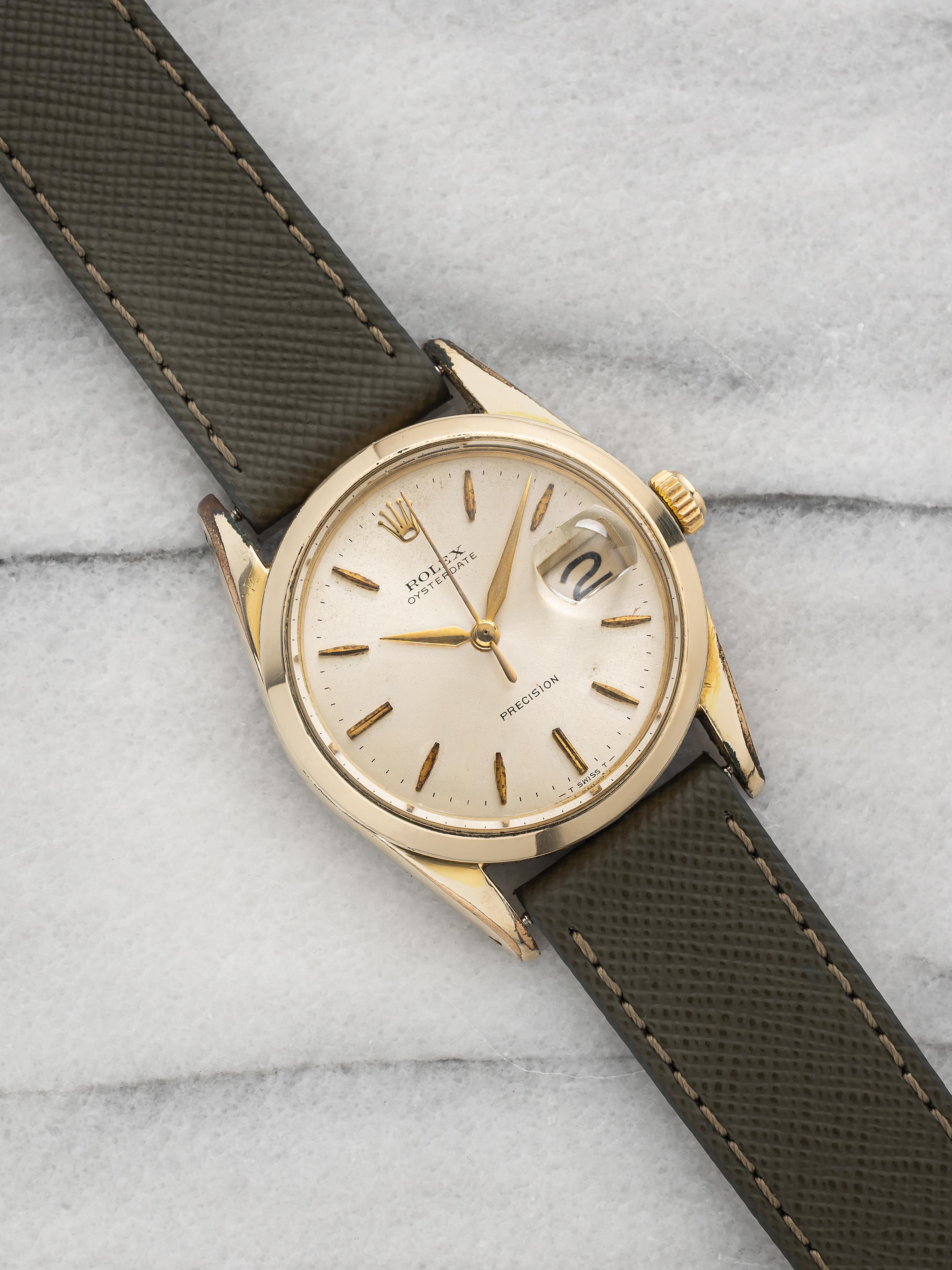 1961 Rolex Oysterdate 6694 Gold Plated Silver Sunburst Dial Manual 34mm