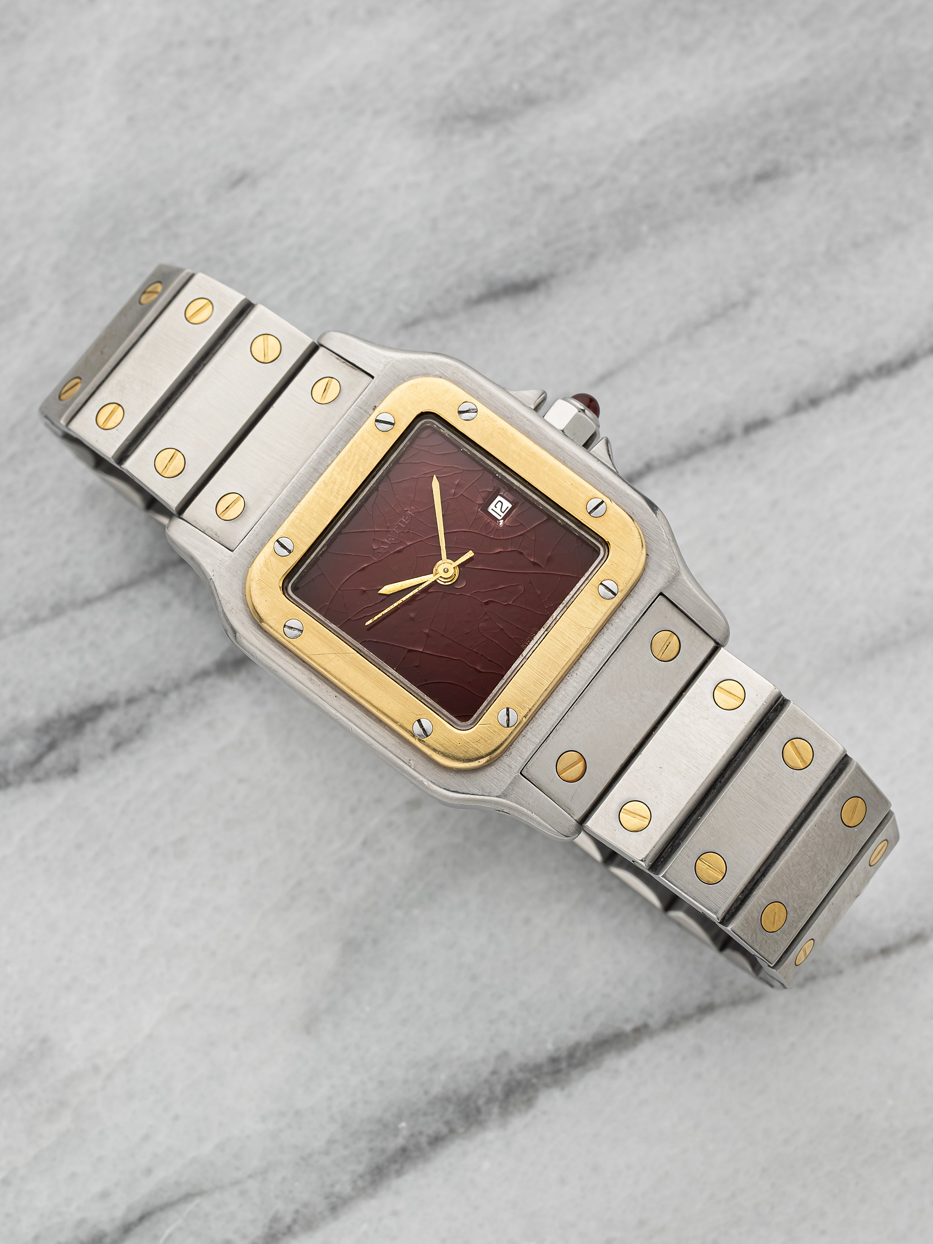 Cartier Santos Carrée 2961 – Two-Tone Burgundy Spider Dial