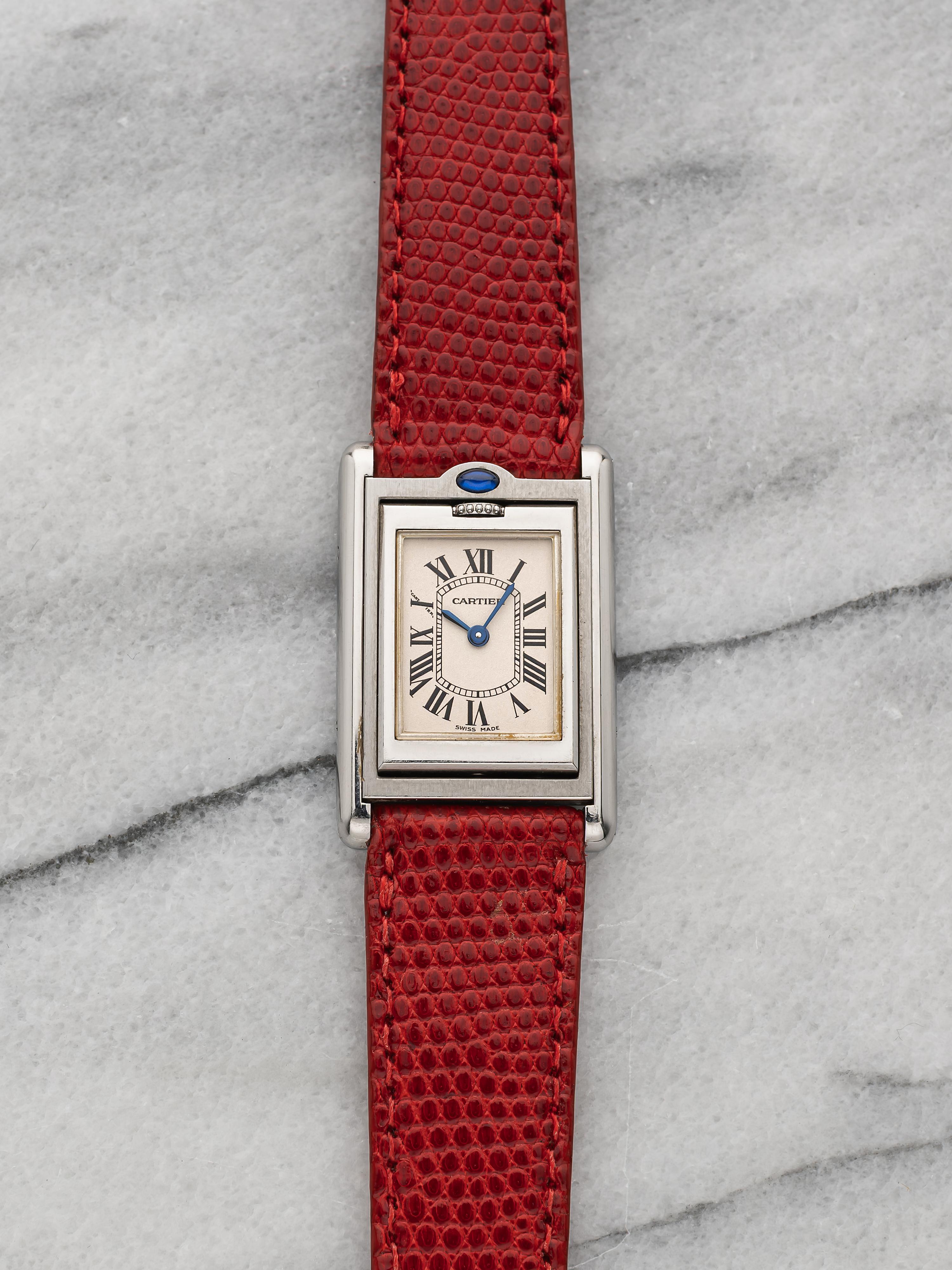 1999 Cartier Tank Basculante 2386 Stainless Steel White Roman Dial Quartz 22 mm