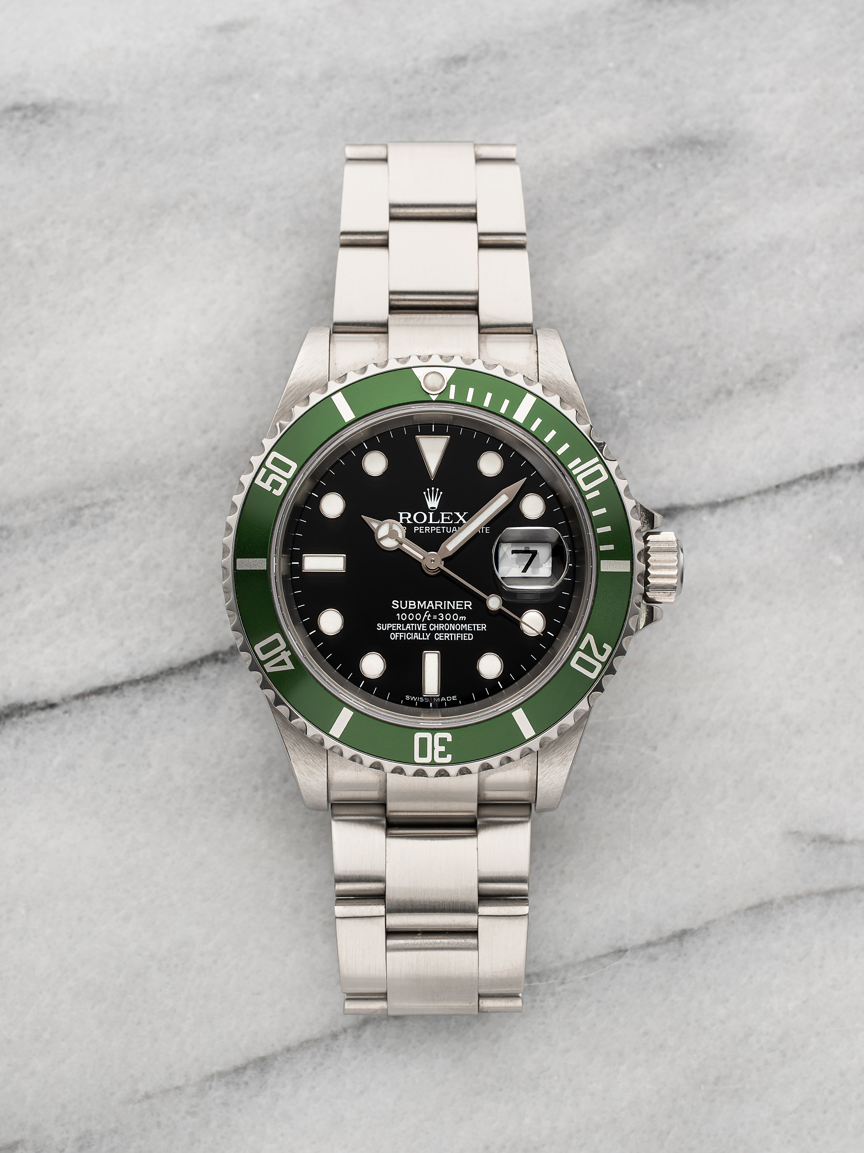 2005 Rolex Submariner 16610LV Stainless Steel Green Bezel Black Dial Auto 40 mm