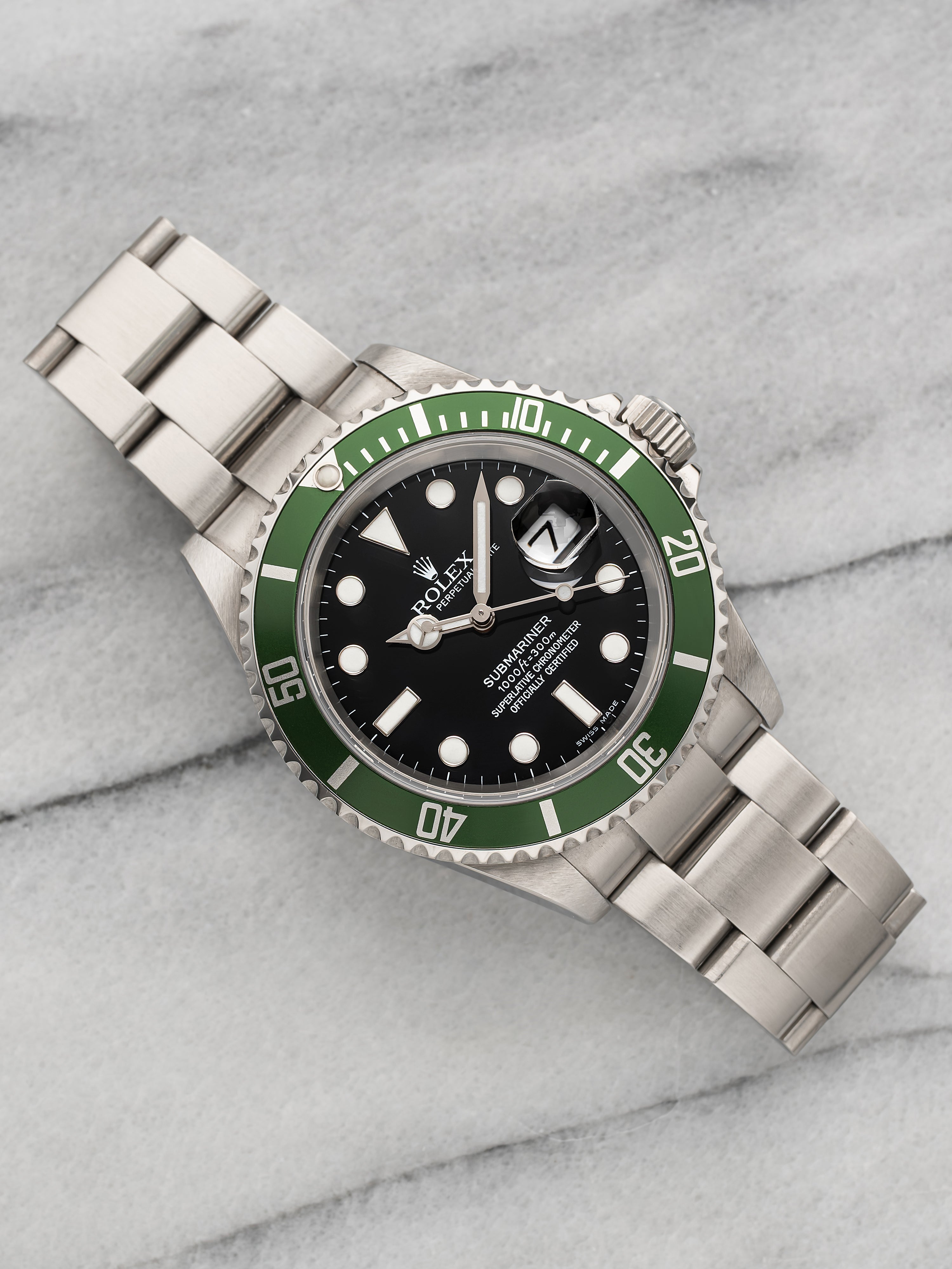 2005 Rolex Submariner 16610LV Stainless Steel Green Bezel Black Dial Auto 40 mm