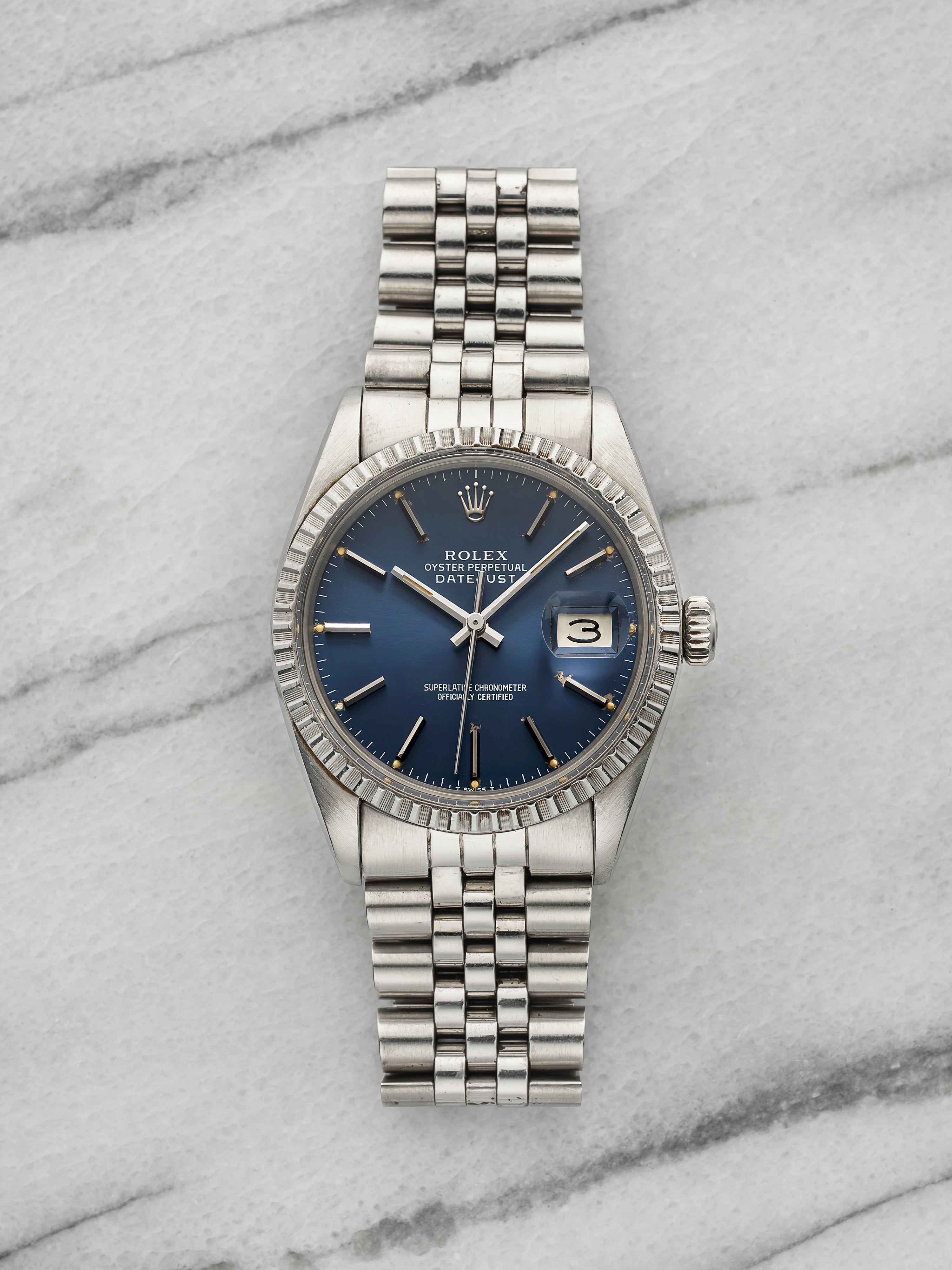 Vintage 1978 Rolex Datejust 16030 Stainless Steel Blue Sunburst Dial Auto 36mm