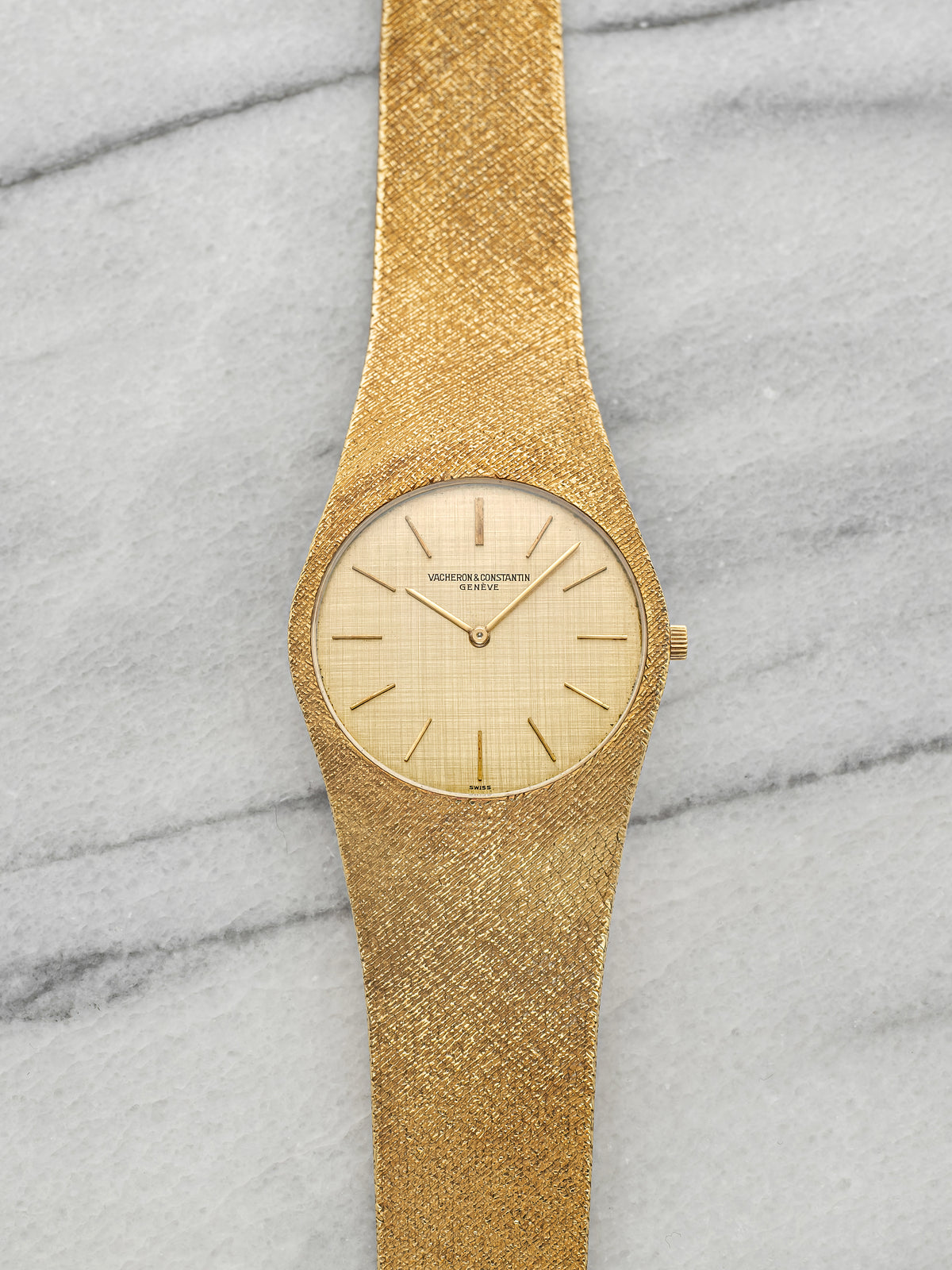 Vintage 1970s Vacheron Constantin 6352 18K Yellow Gold Linen Dial Manual 33mm