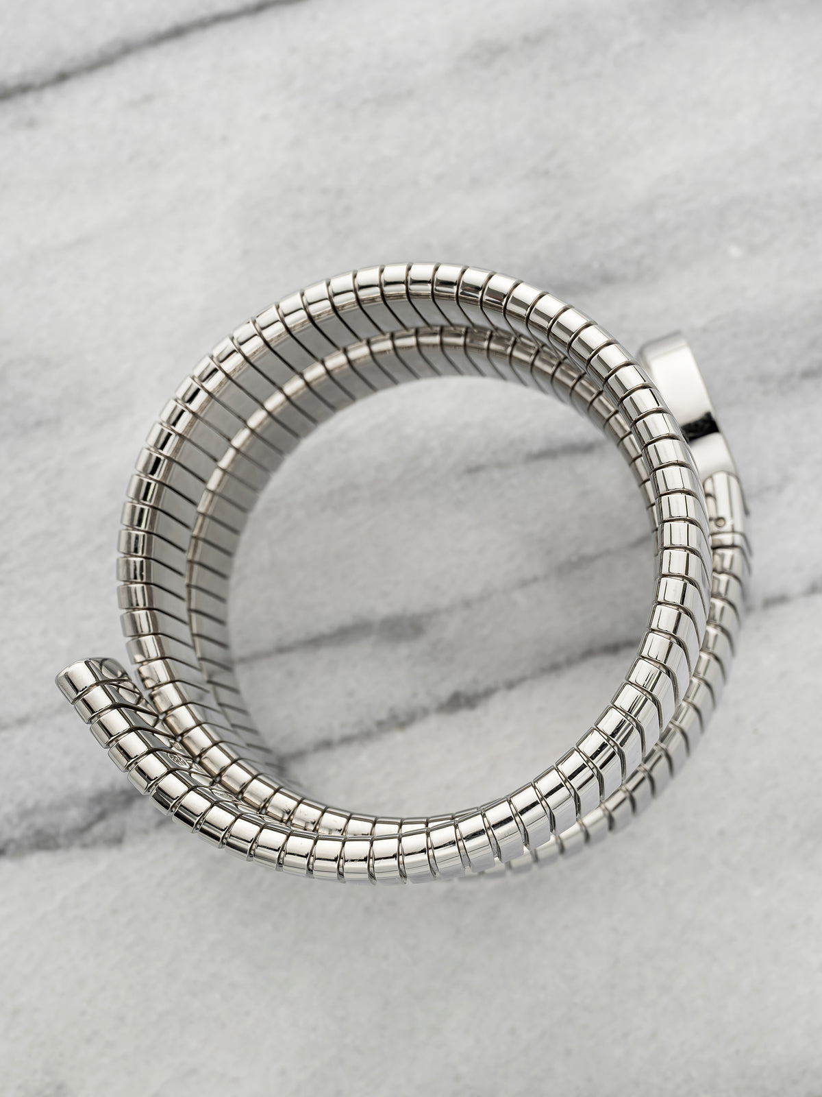 2000s Bvlgari Lady Serpenti Tubogas BB191TS Steel Black Diamond Dial Quartz 19mm