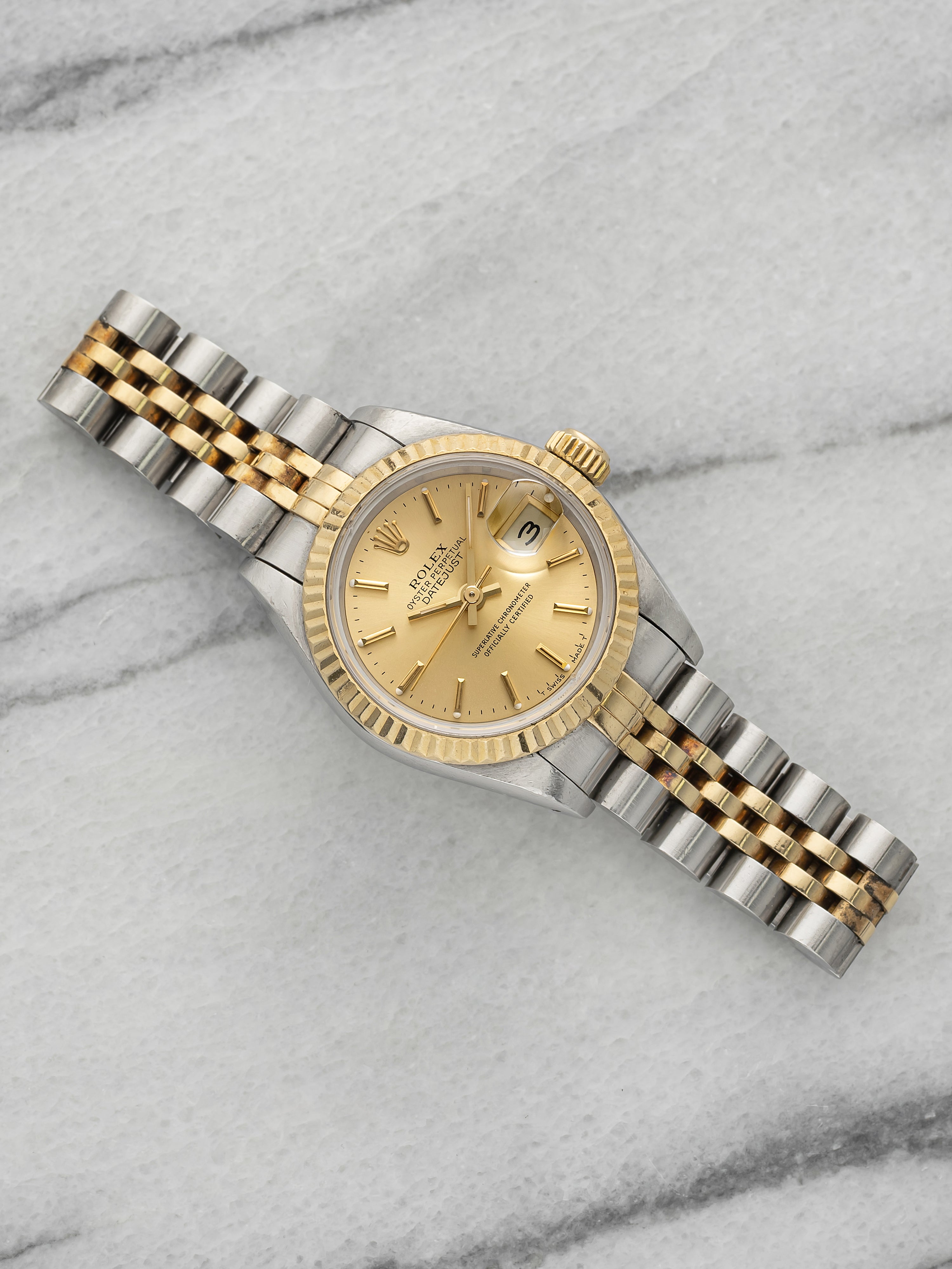 Vintage 1991 Rolex Lady Datejust 69173 Two-Tone Champagne Dial Auto 26mm