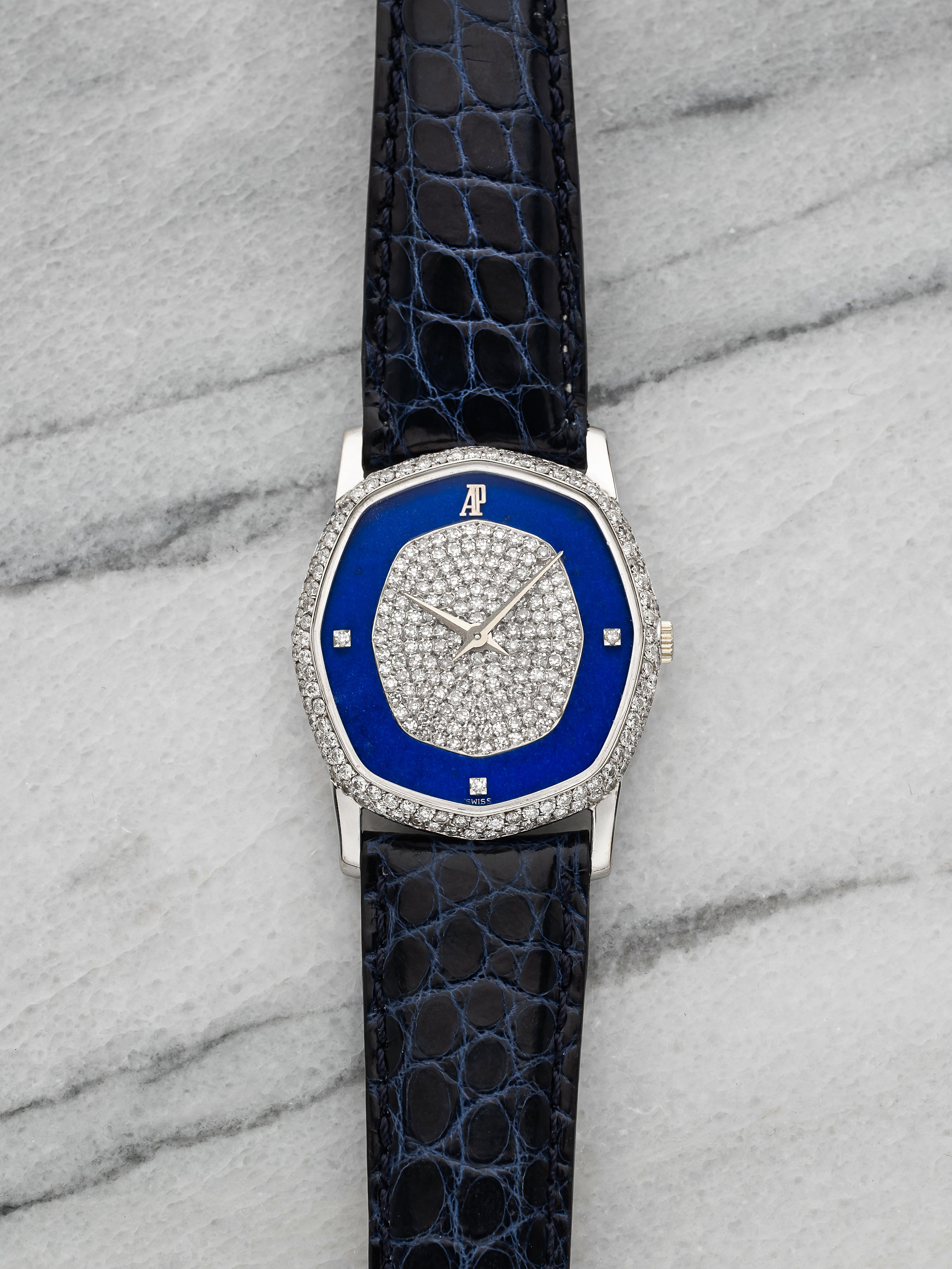 Audemars Piguet Octagonal – White Gold Lapis Lazuli & Pavé Diamond Dial