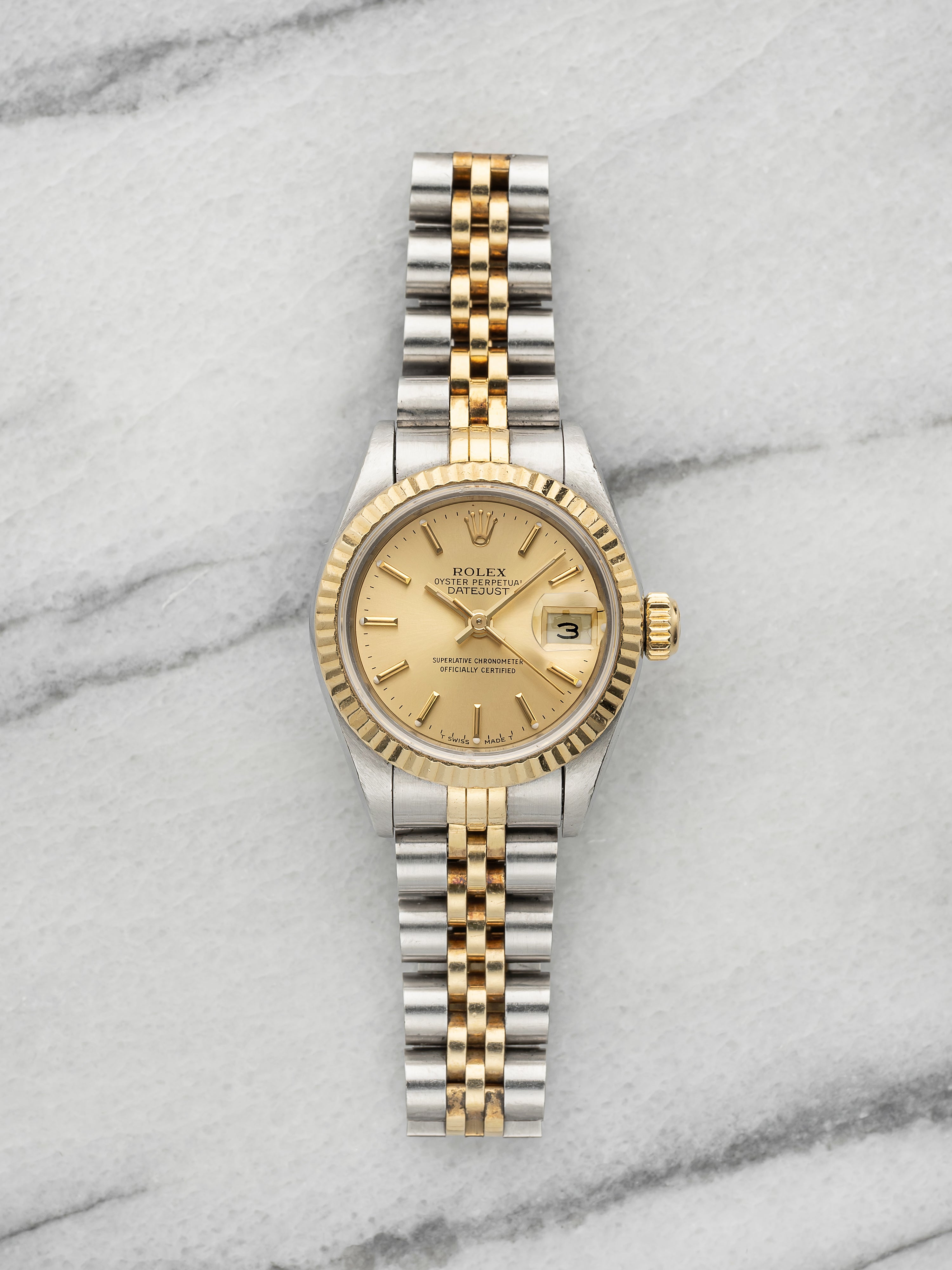 Vintage 1991 Rolex Lady Datejust 69173 Two-Tone Champagne Dial Auto 26mm