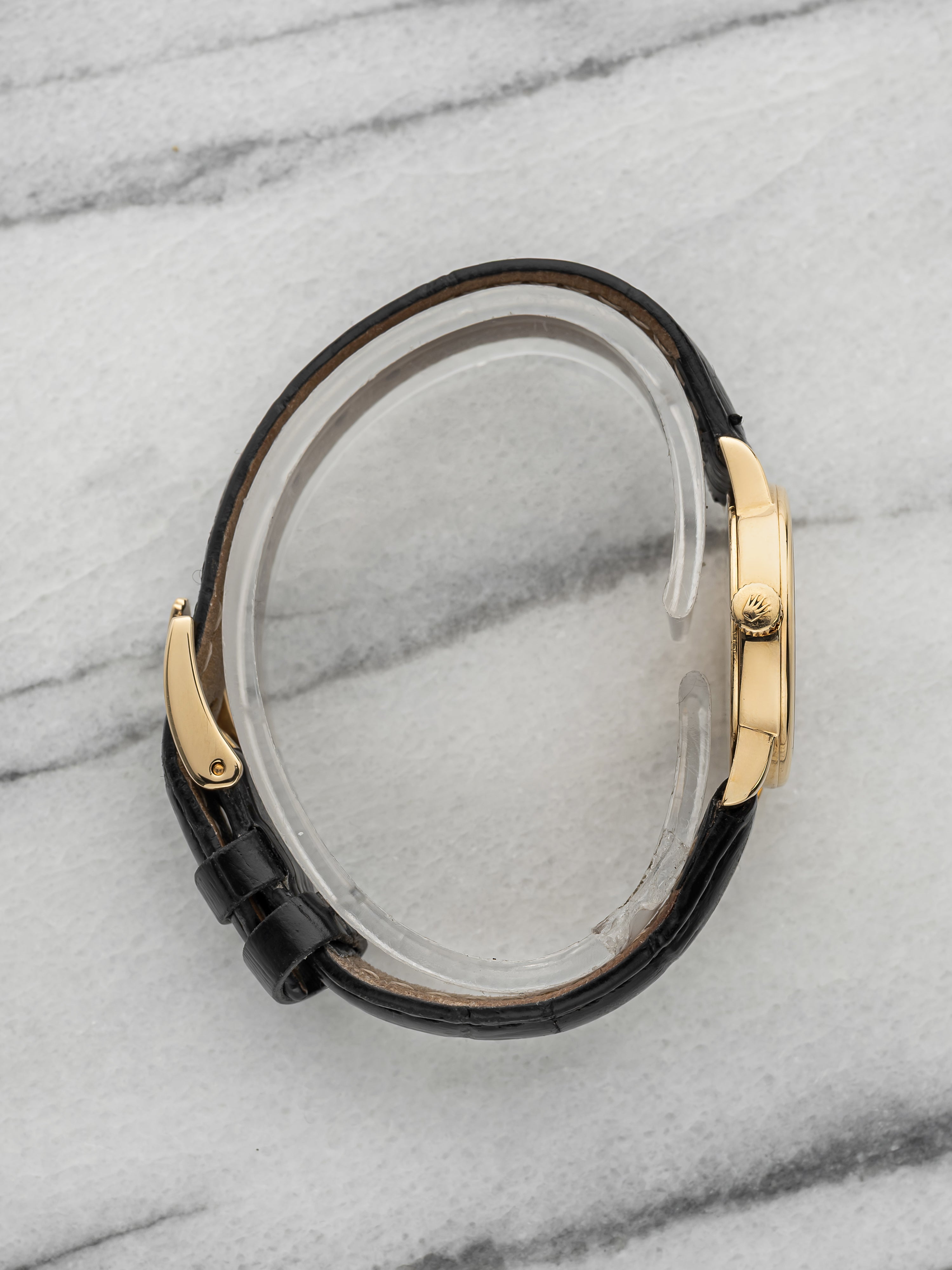 Vintage 1999 Rolex Lady Cellini 6110 18K YG Black Bullseye Dial Quartz 25mm