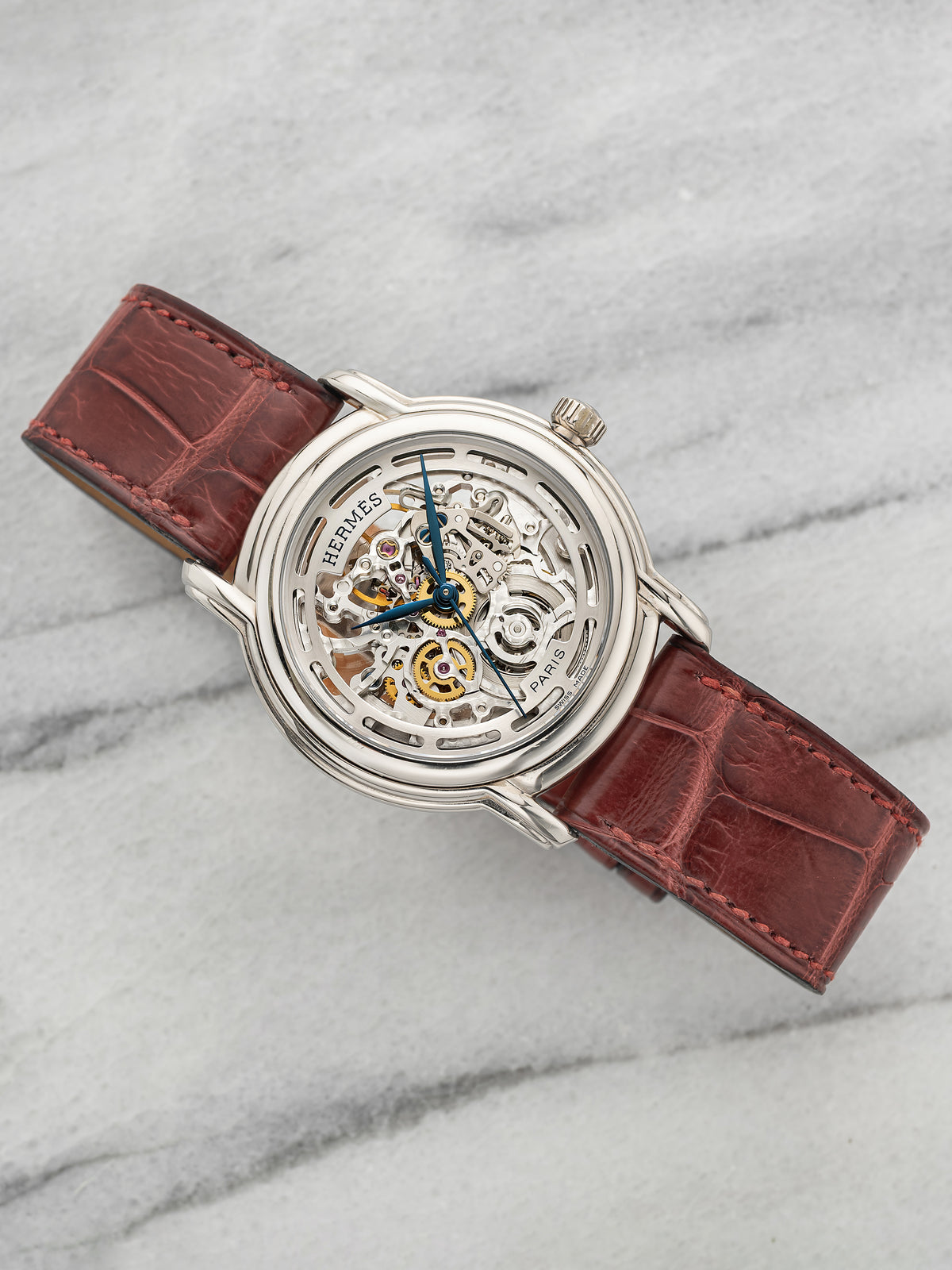 2000s Hermes Sesame Squelette SM1.790 18k White Gold Skeleton Dial Auto 36mm