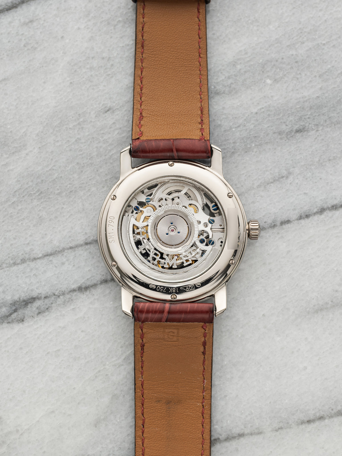 2000s Hermes Sesame Squelette SM1.790 18k White Gold Skeleton Dial Auto 36mm