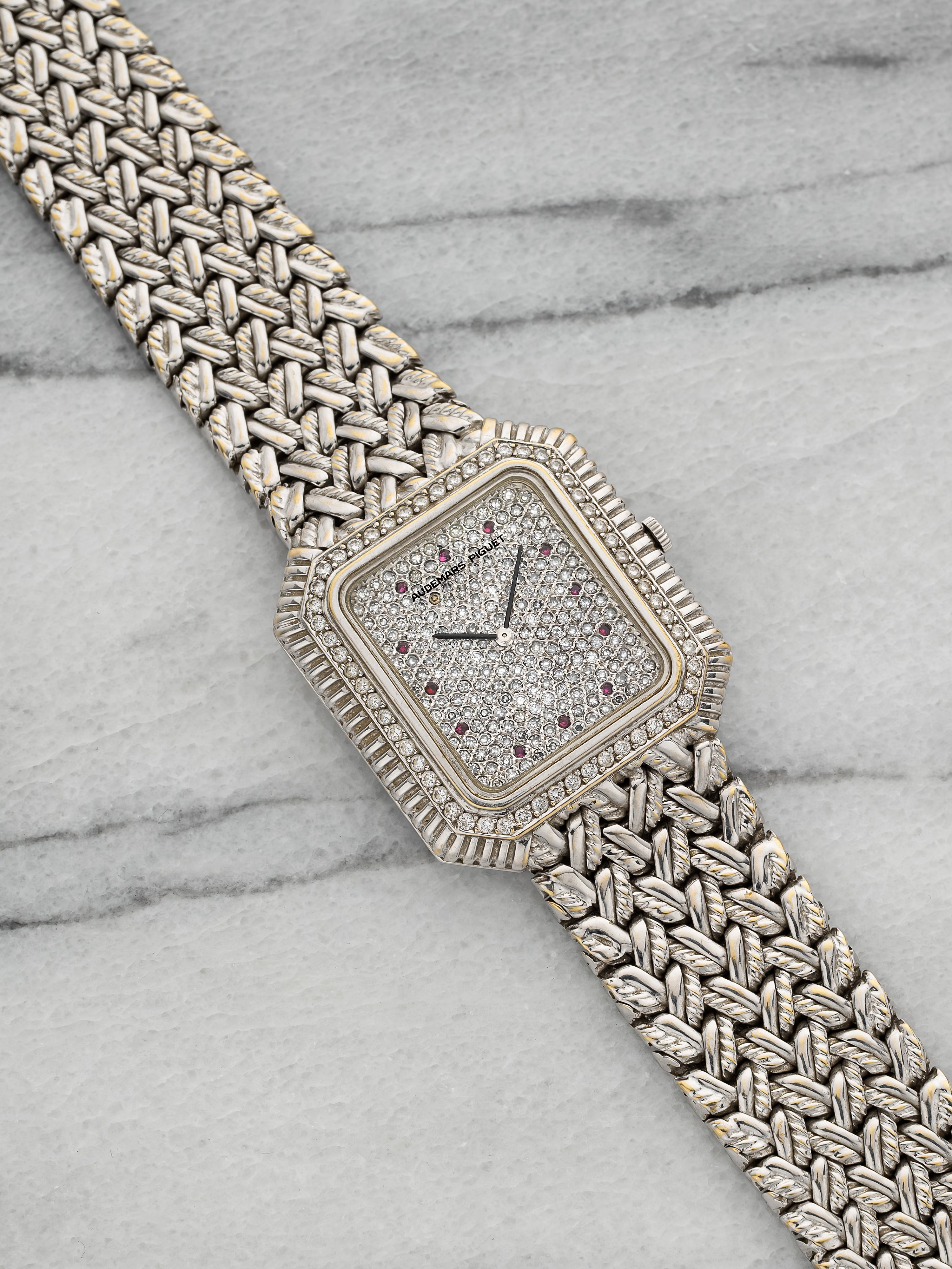 Audemars Piguet Haute Joaillerie – White Gold, Pavé & Ruby Dial