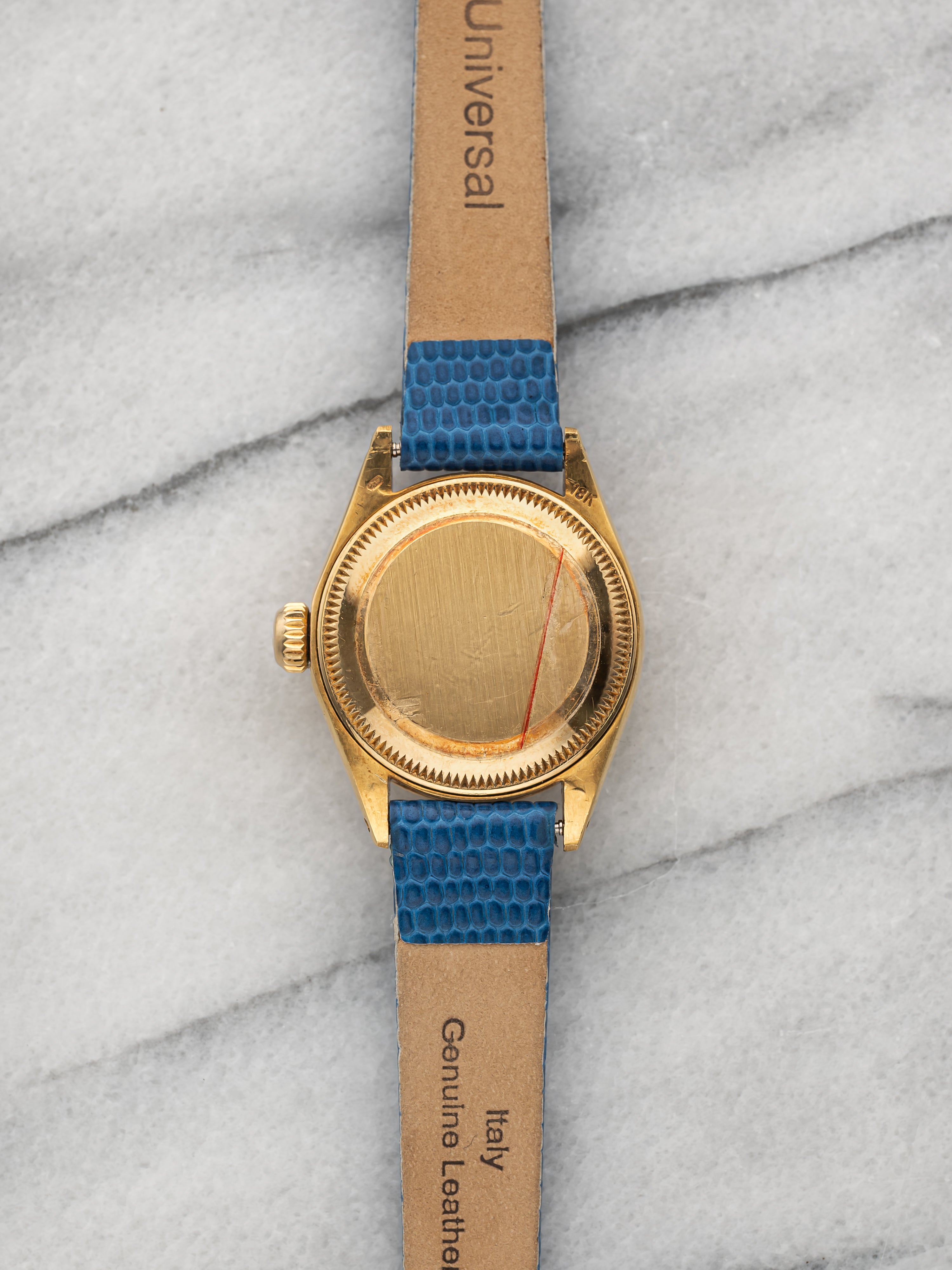 Vintage 1975 Rolex Lady Datejust 6317 18K YG Blue Stella Diamond Dial Auto 26 mm