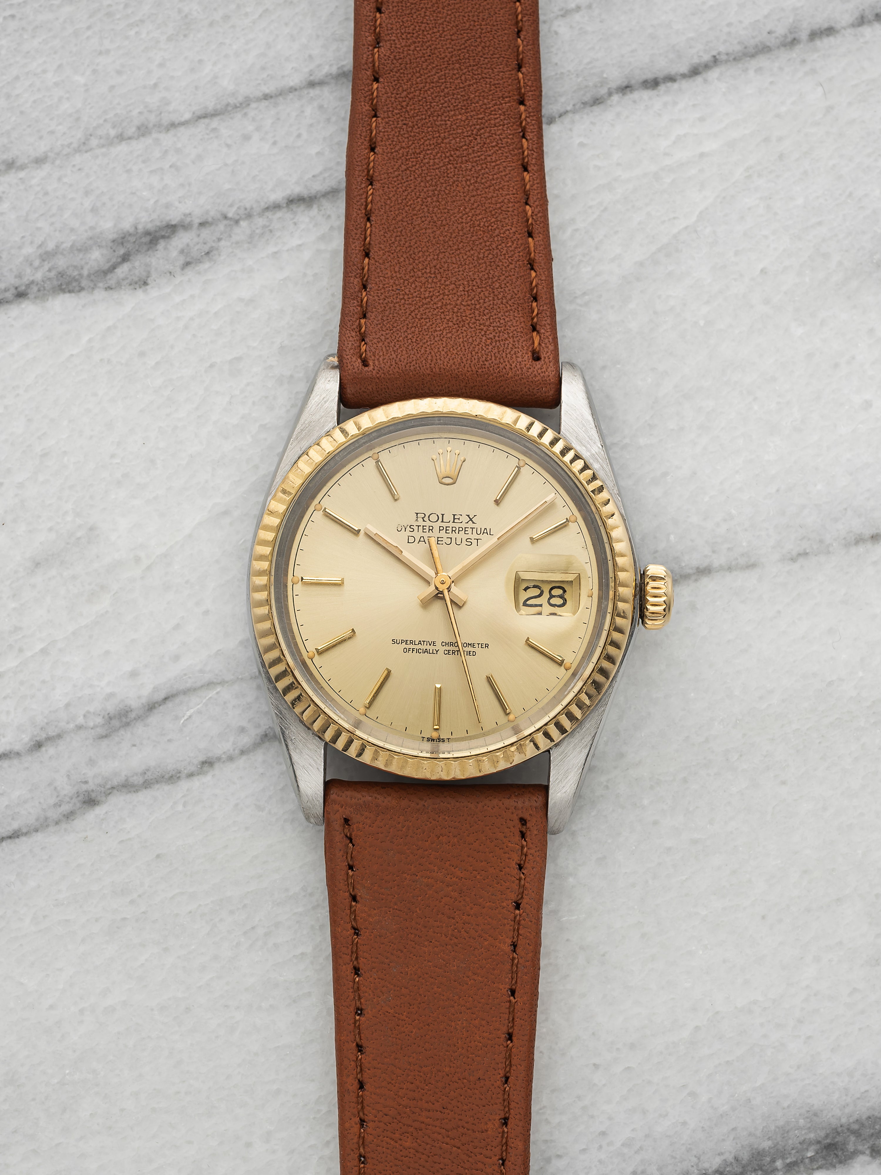 Vintage 1984 Rolex Datejust 16013 Two-Tone Champagne Dial Automatic 36mm