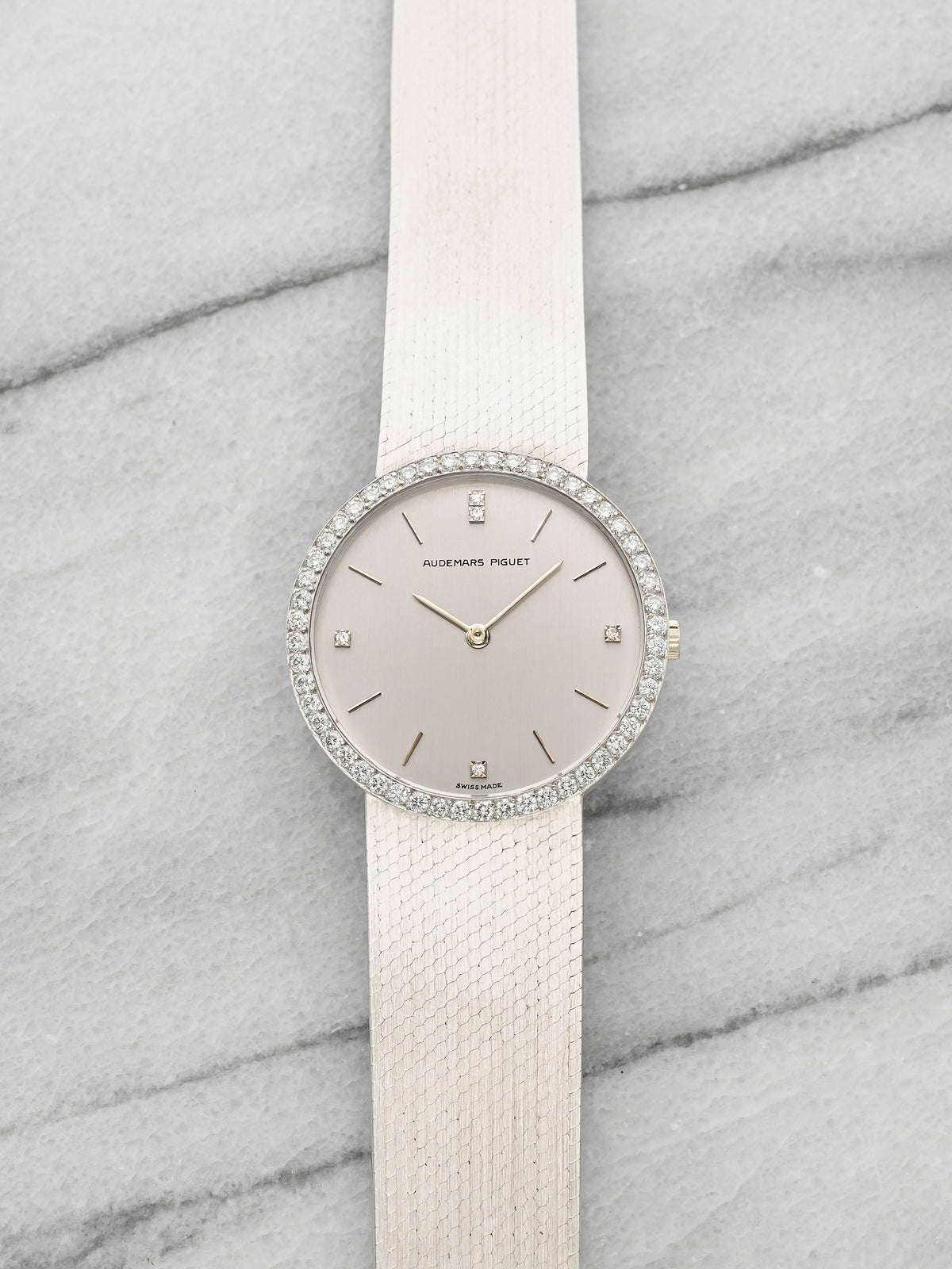 Vintage 1960s Audemars Piguet 18K White Gold Diamond Bezel Manual 32mm