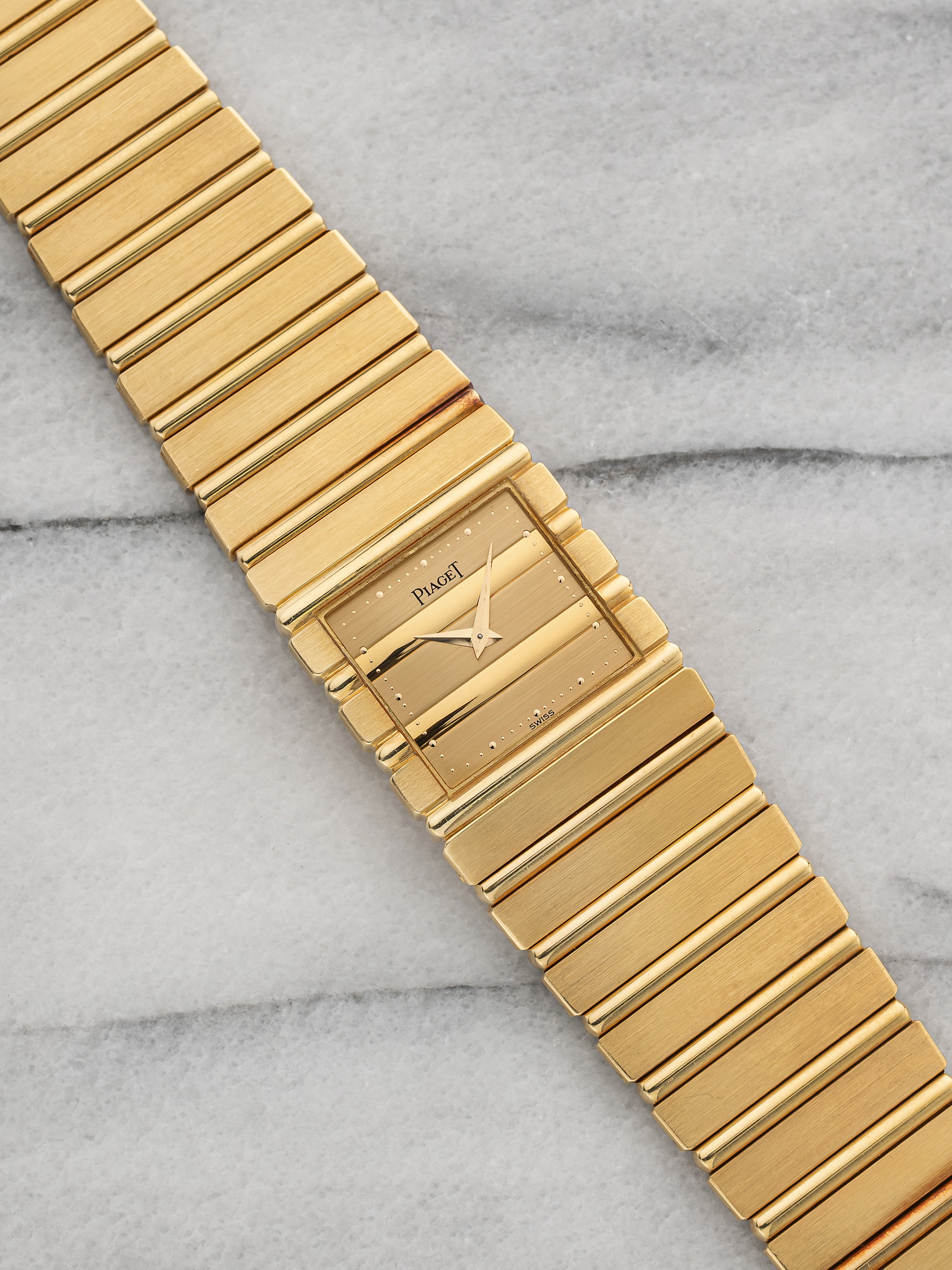 1980s Piaget Polo 7131 C 701 18K Yellow Gold Gadron Dial Quartz 25mm