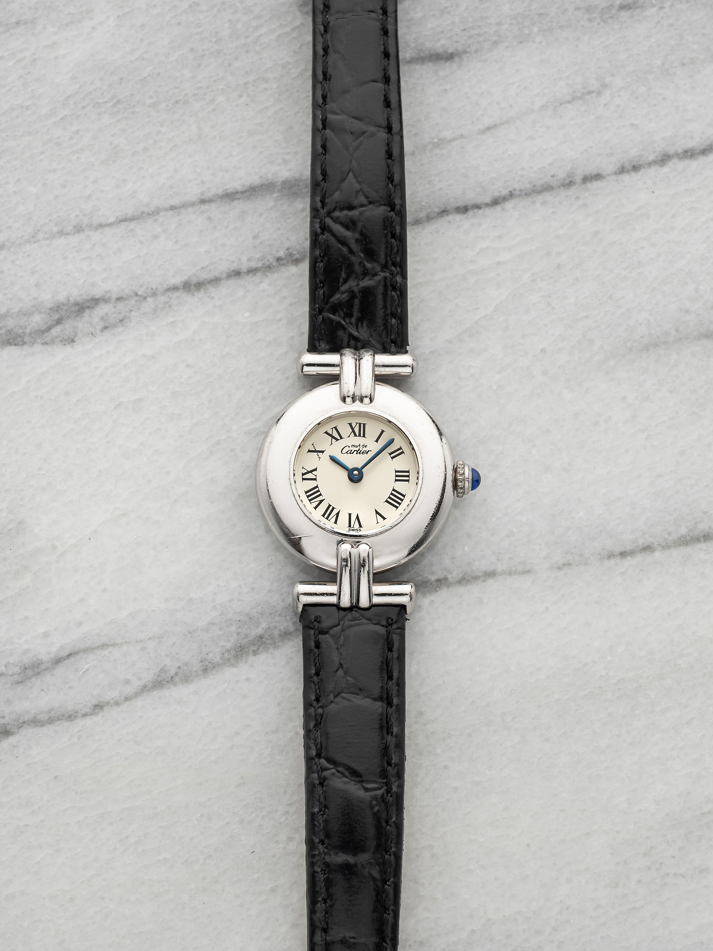 Vintage 1990s Cartier Lady Colisee 1903 Sterling Silver White Dial Quartz 24mm