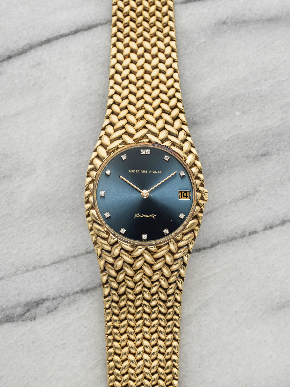 Vintage 1990s Audemars Piguet Cobra 5403 18K YG Blue Diamond Dial Auto 36mm