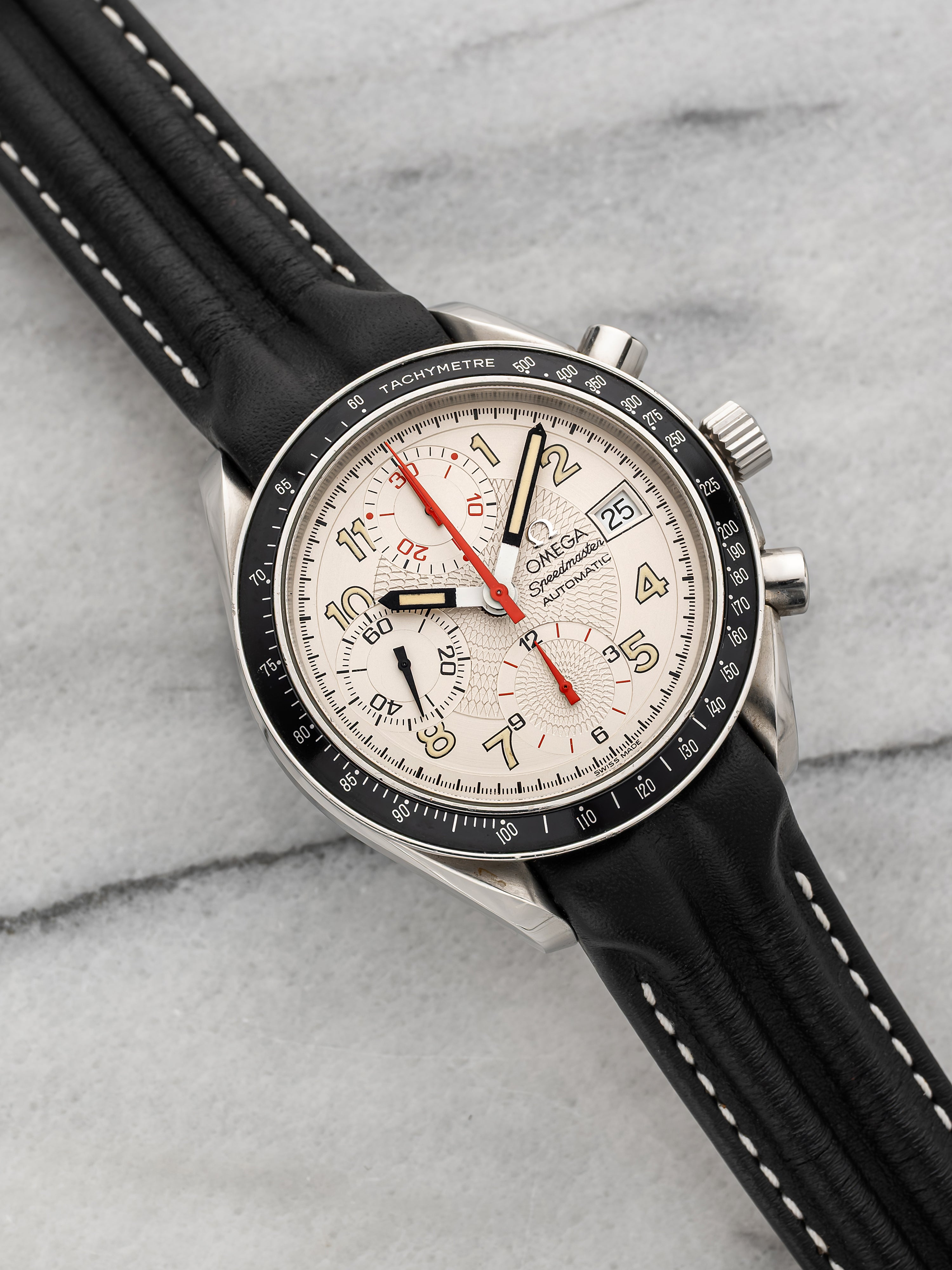 2000s Omega Speedmaster Reduced Date 3813.33.26 Stainless Steel Cream Guilloche 