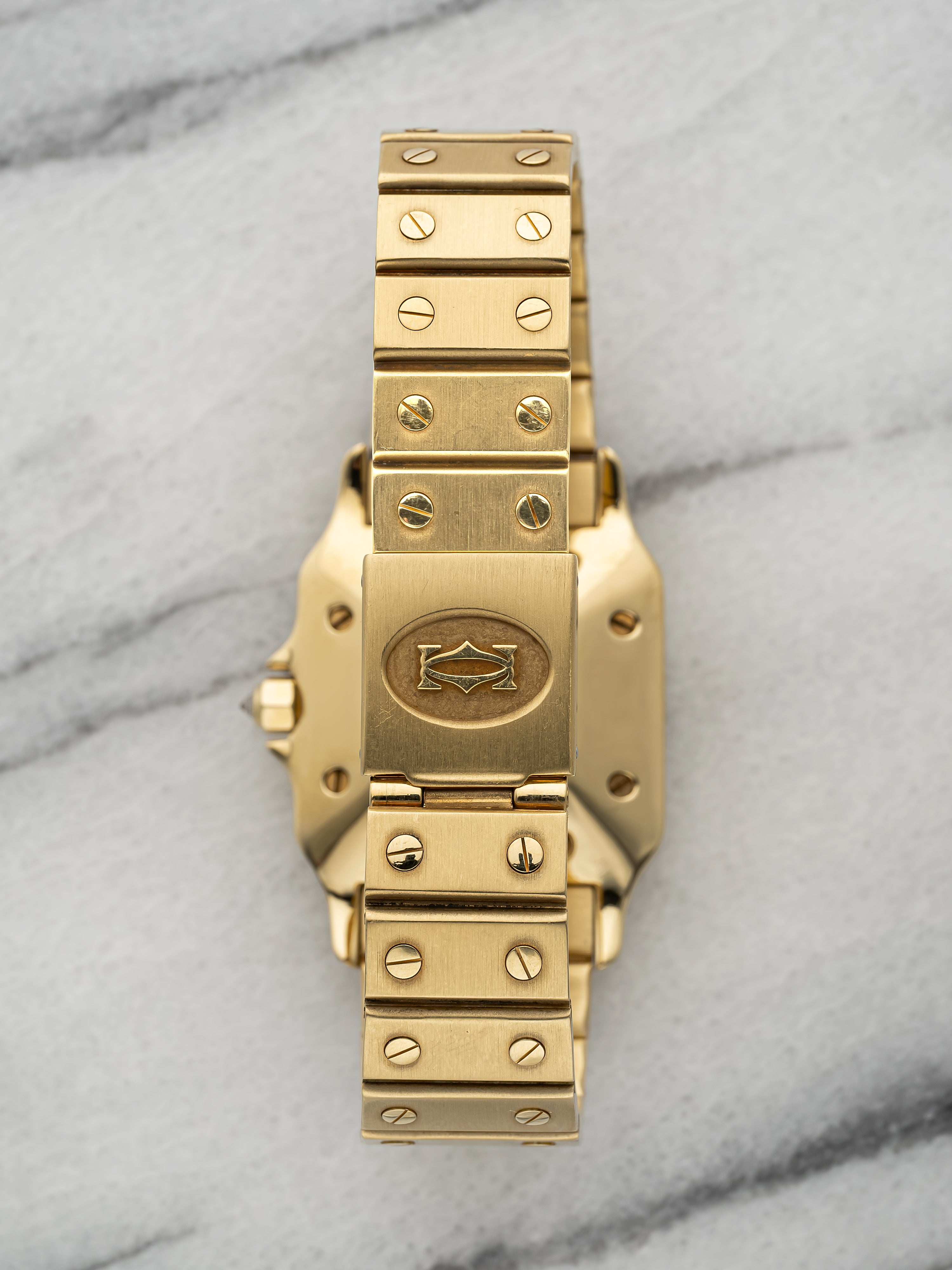 Cartier Santos 2960 – Yellow Gold Grey Diamond Dial