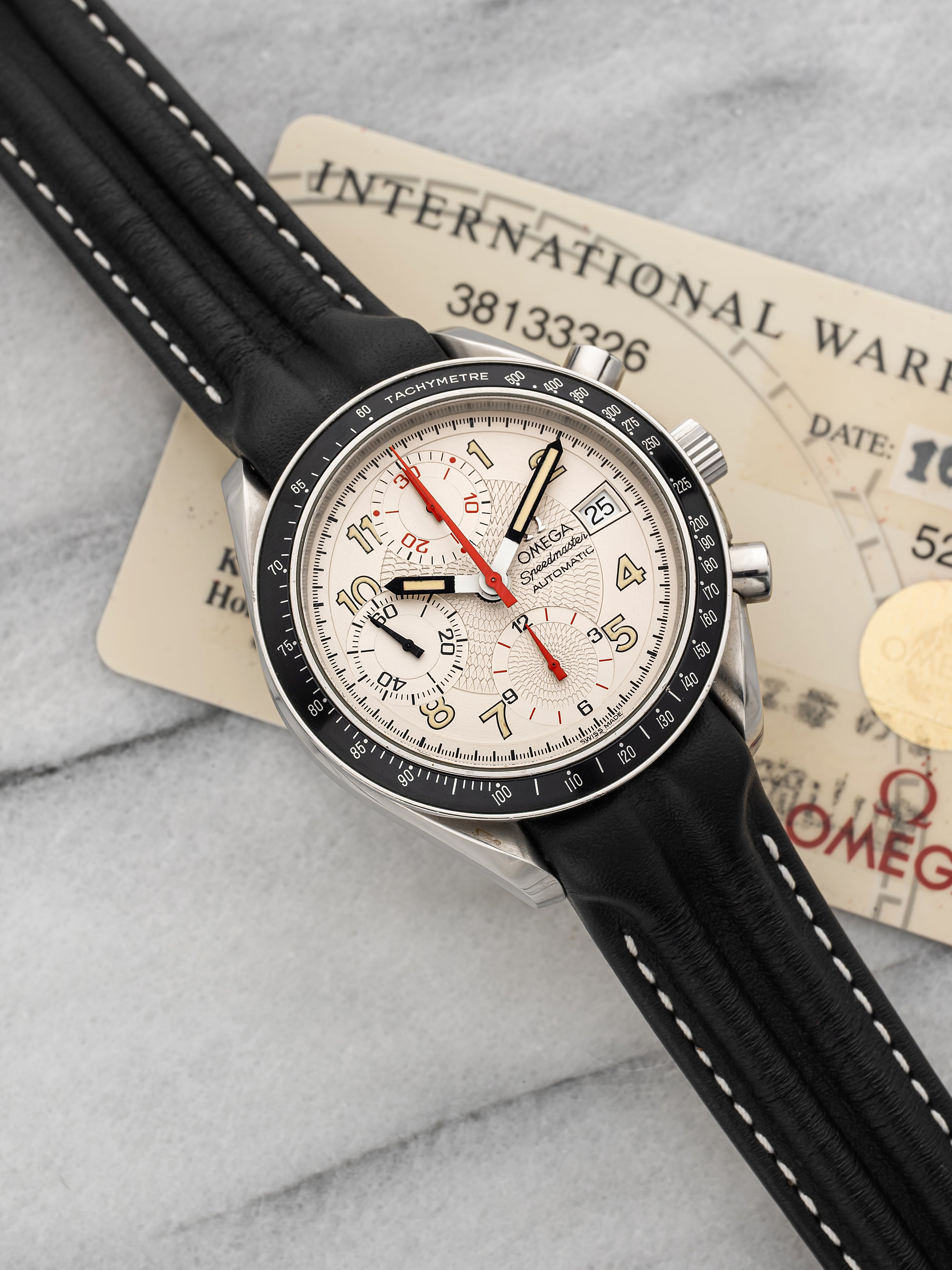 2000s Omega Speedmaster Reduced Date 3813.33.26 Stainless Steel Cream Guilloche 