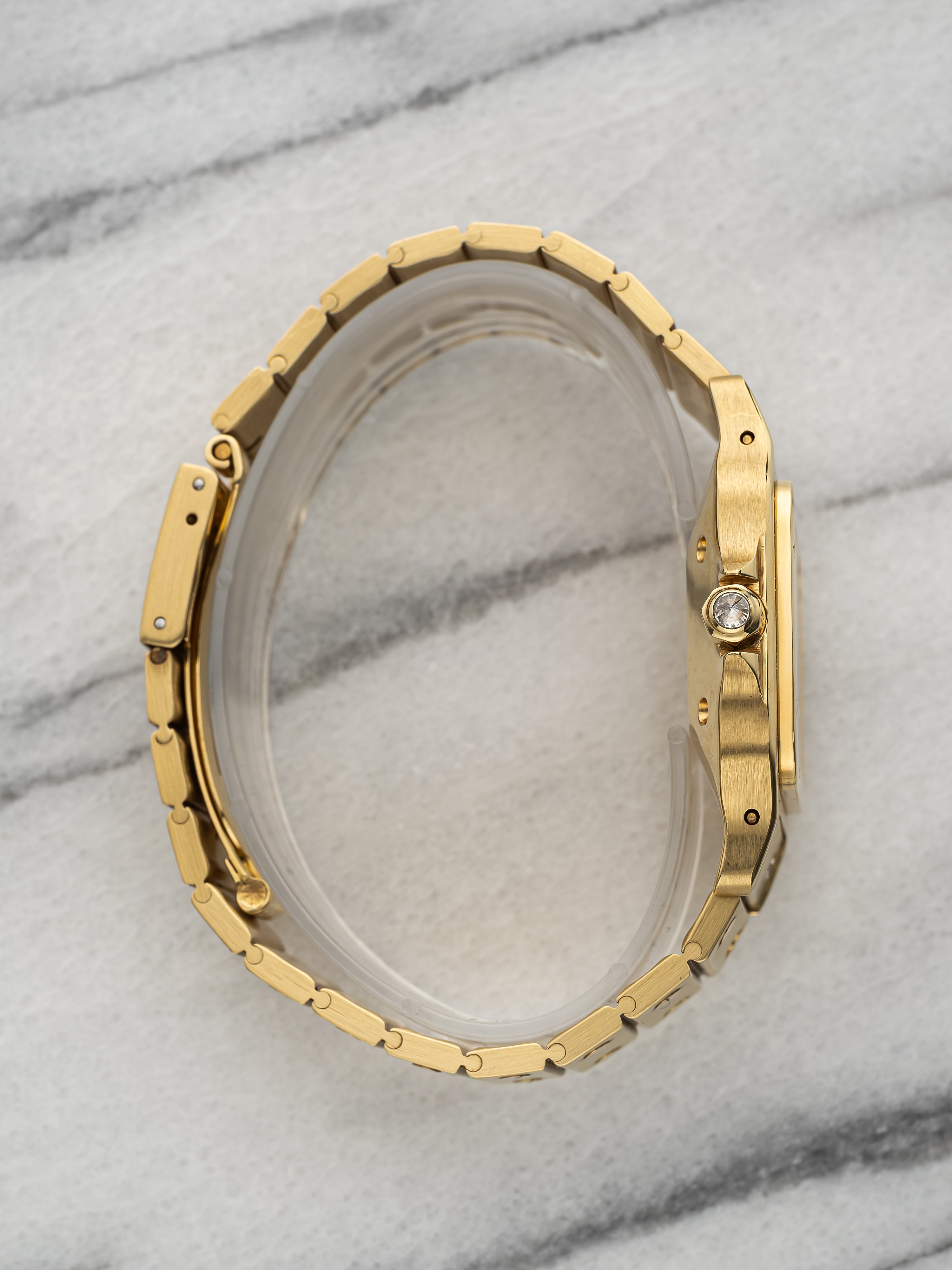 Cartier Santos 2960 – Yellow Gold Grey Diamond Dial