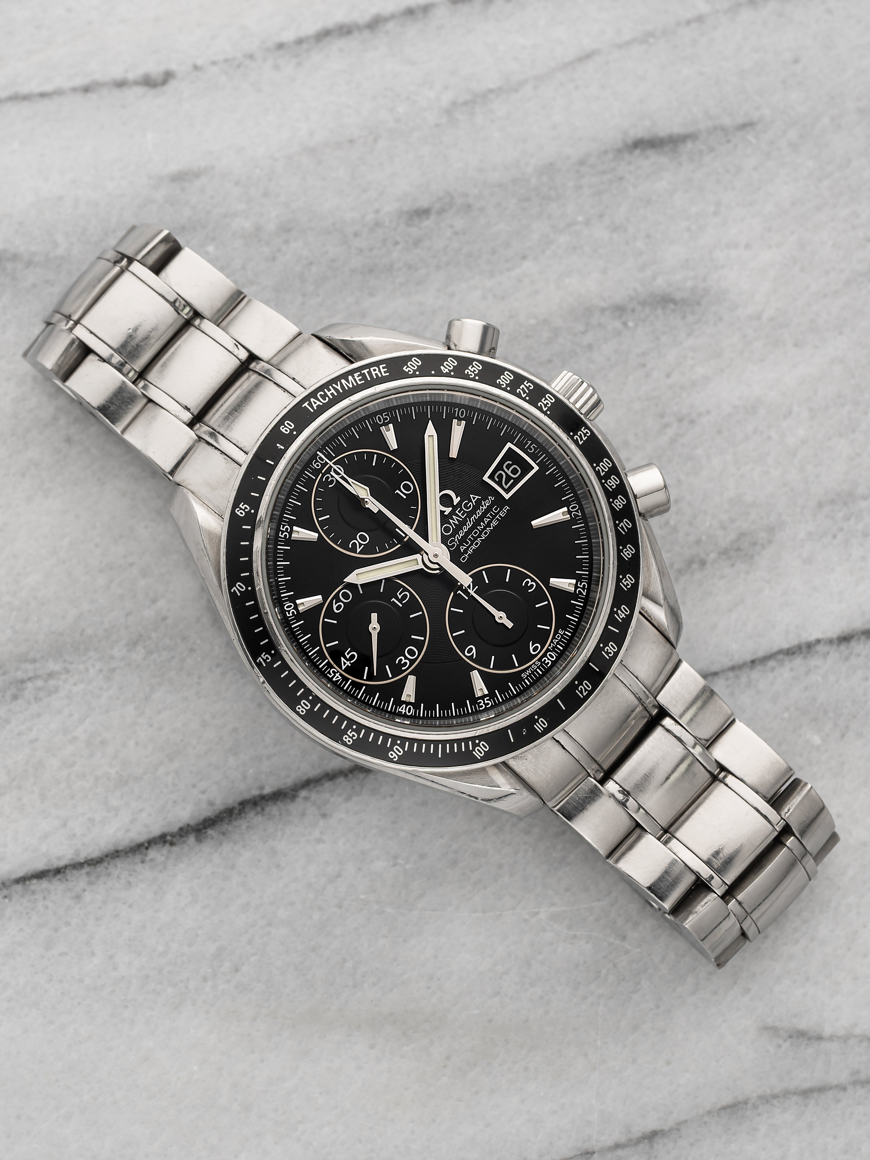 Omega Speedmaster Date Chronometer Steel Black Dial Automatic 40mm