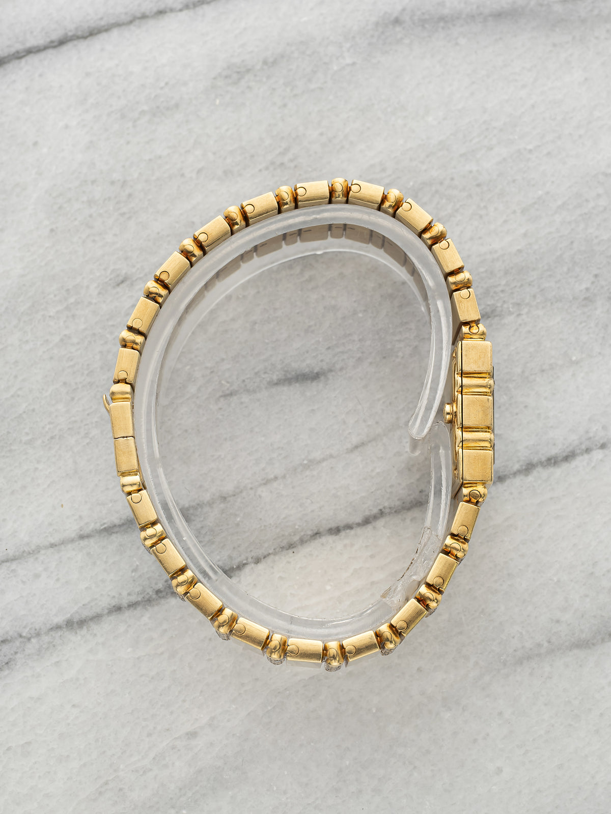Vintage 1970s Ladies Piaget Mini Polo 18K YG MoP Diamond Gadroon Quartz 14mm