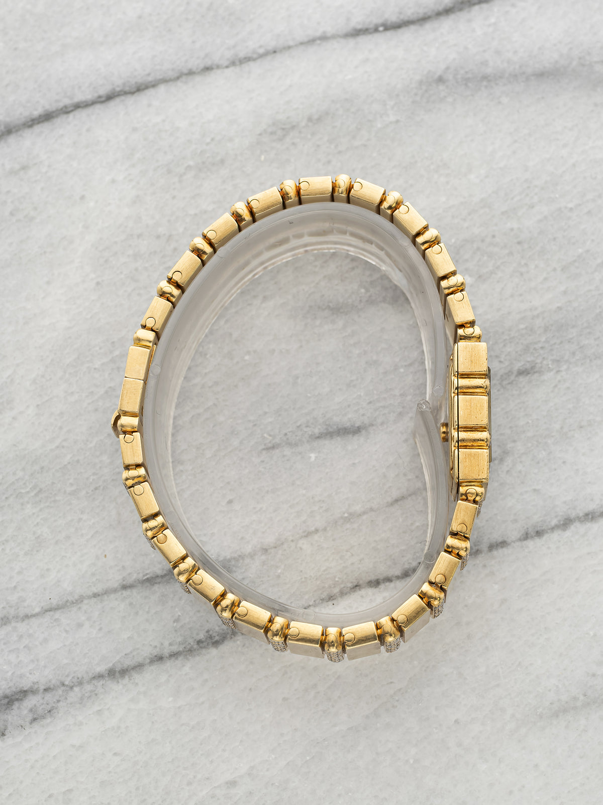 Vintage 1970s Ladies Piaget Mini Polo 18K YG MoP Diamond Gadroon Quartz 14mm