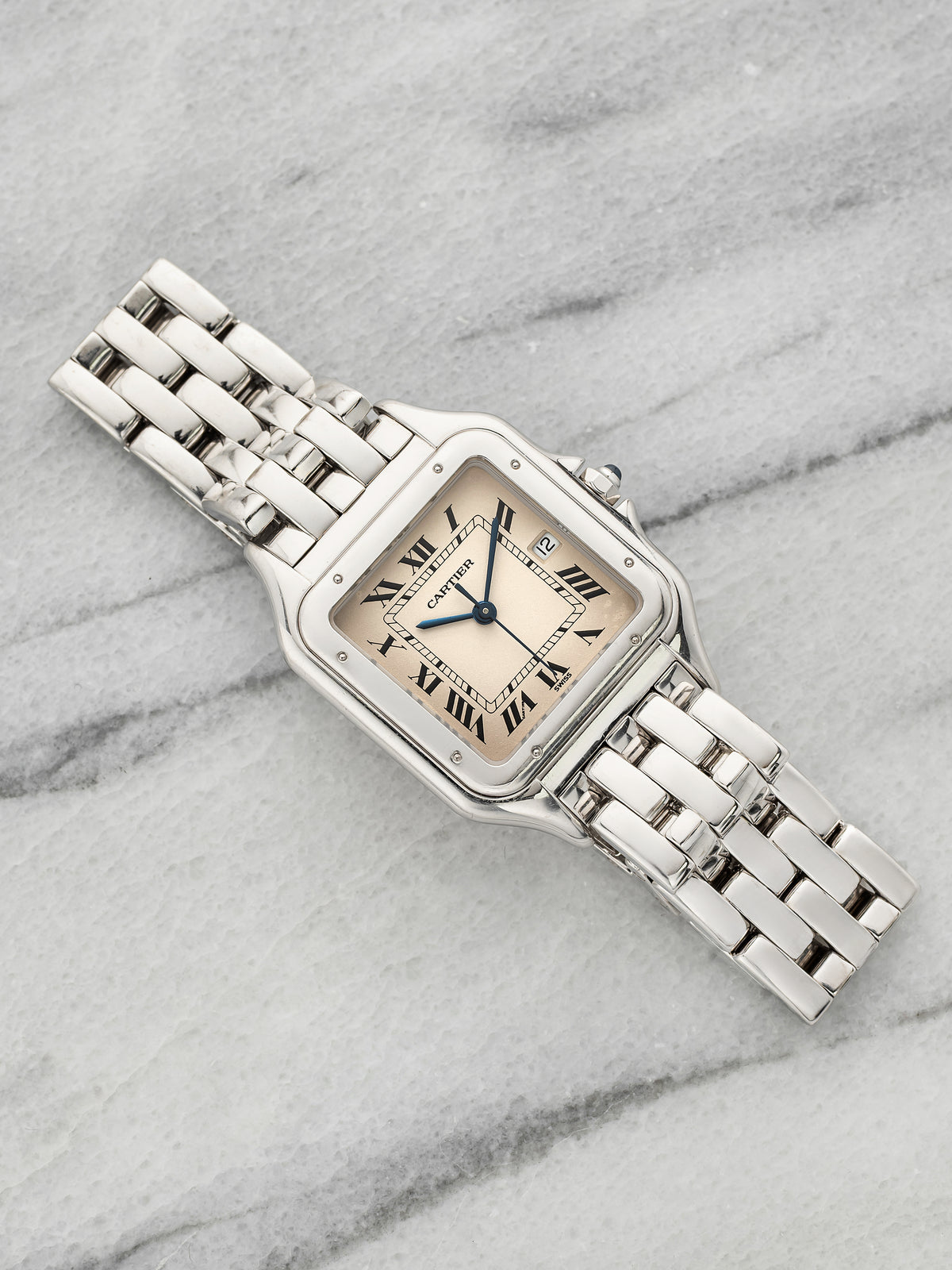 Vintage 1990s Cartier Panthere 1650 18K White Gold White Dial Quartz 27mm
