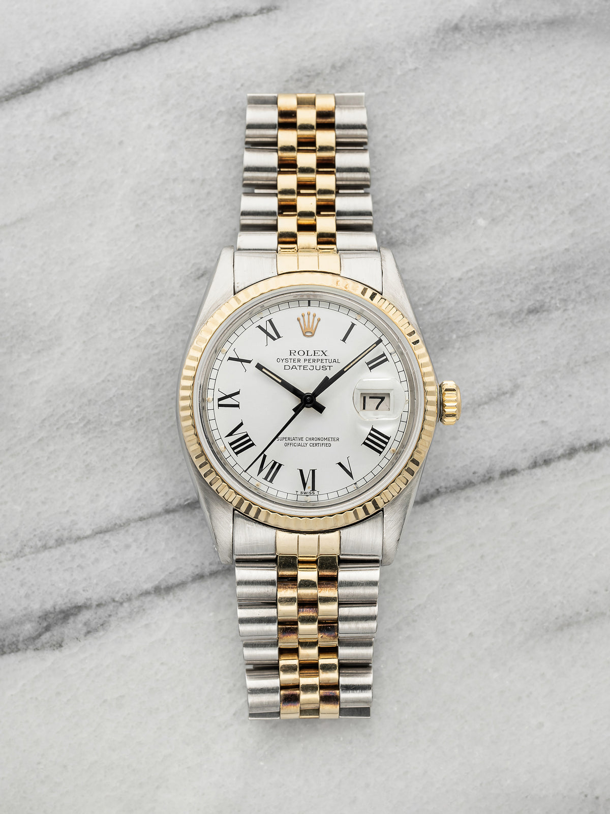 Vintage 1981 Rolex Datejust 16013 Two-Tone White Buckley Dial Auto 36mm