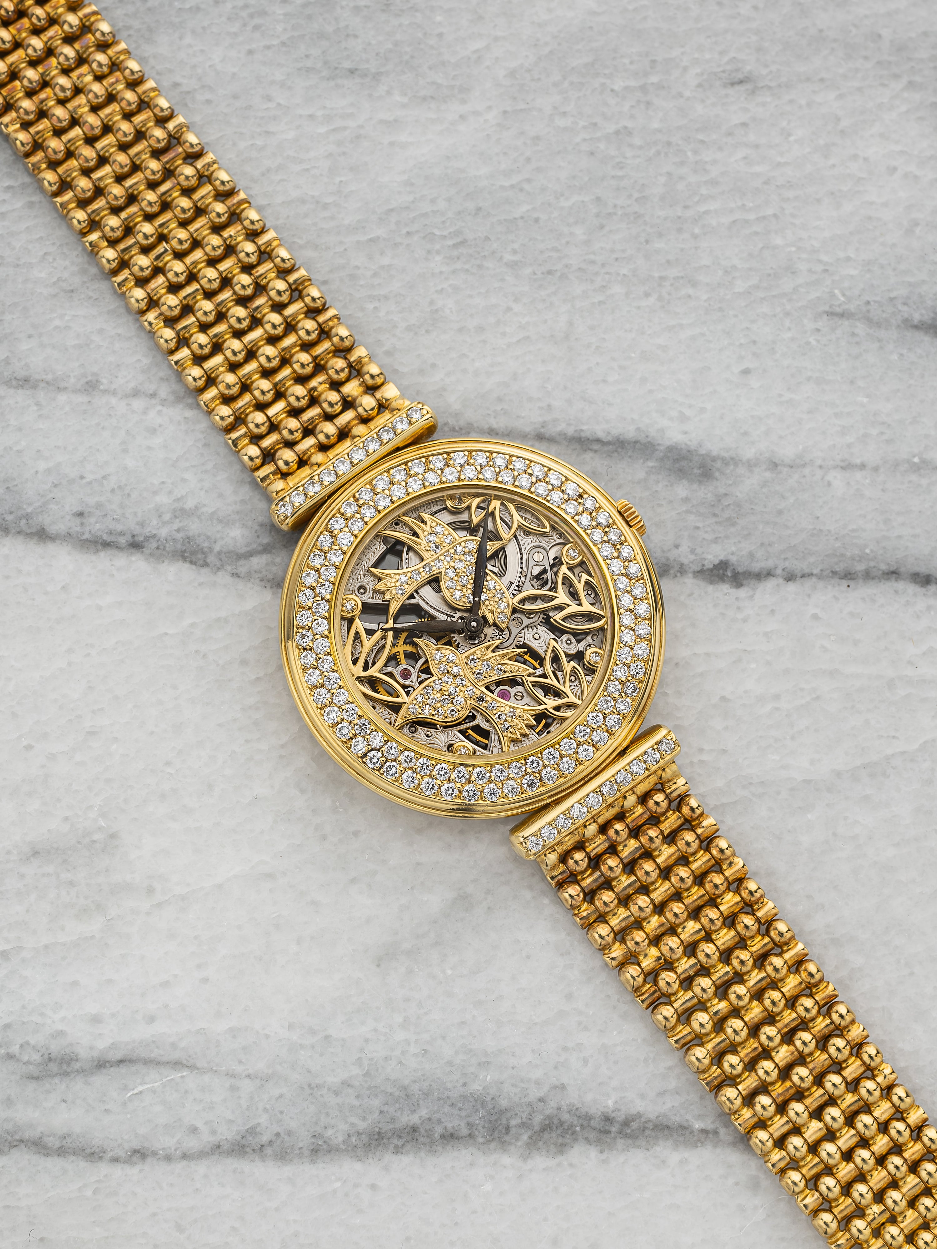 Audemars Piguet Ladies Nature Scene Skeleton – 18K YG Nature Scene Diamond Bezel