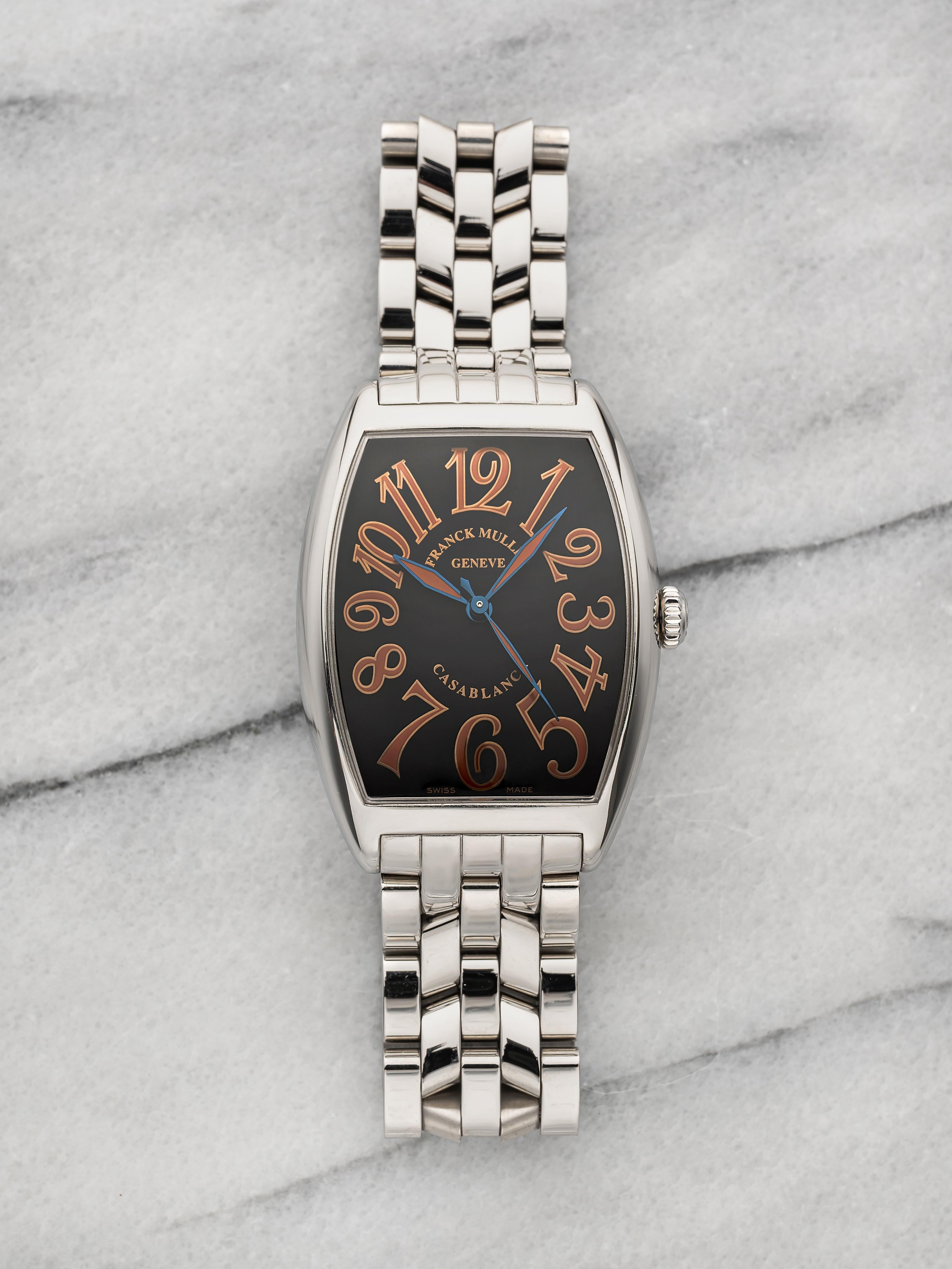 2000s Franck Muller Casablanca 2852 Stainless Steel Black Dial Automatic 31 mm