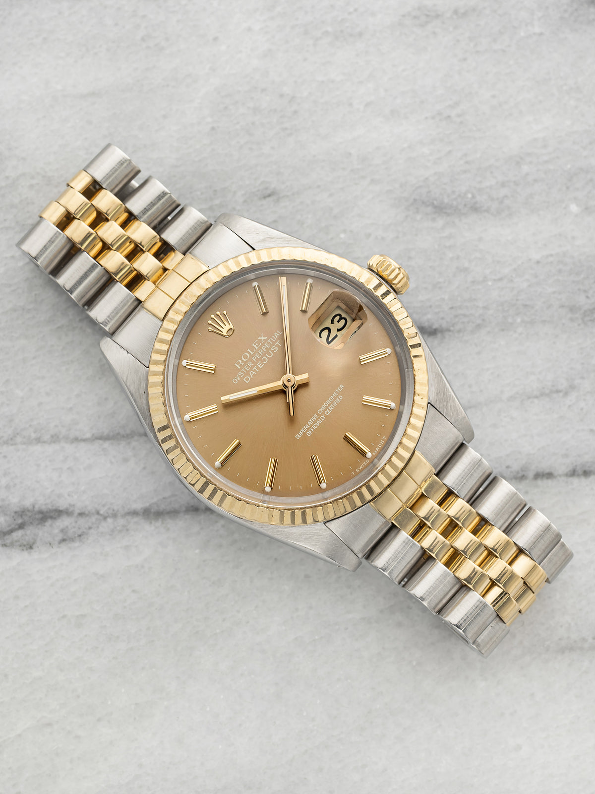 Vintage 1986 Rolex Datejust 16013 Two-Tone Mocha Sunburst Dial Auto 36mm