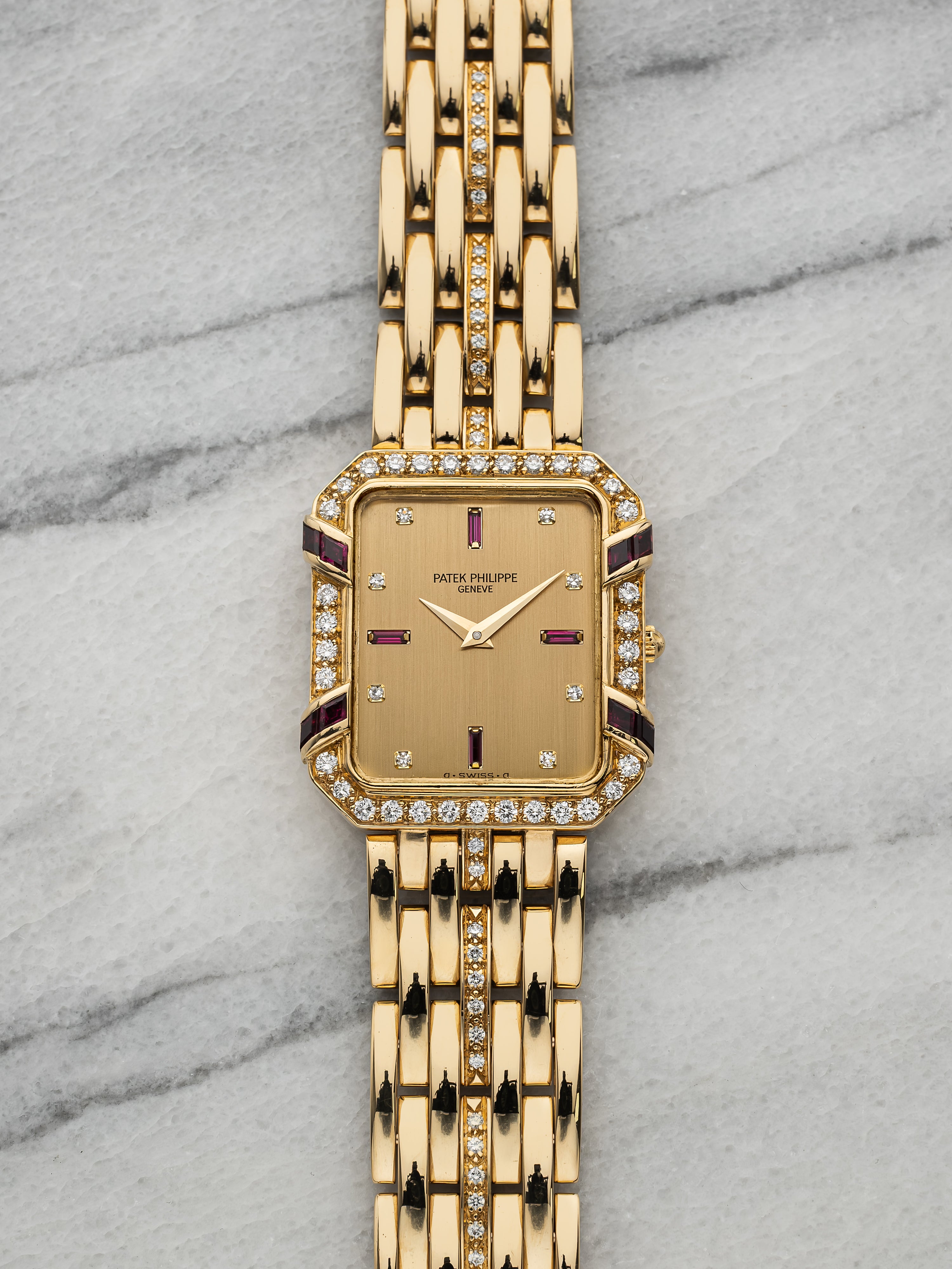 Patek Philippe 3833/12 – Yellow Gold Gilt Diamond & Ruby Dial