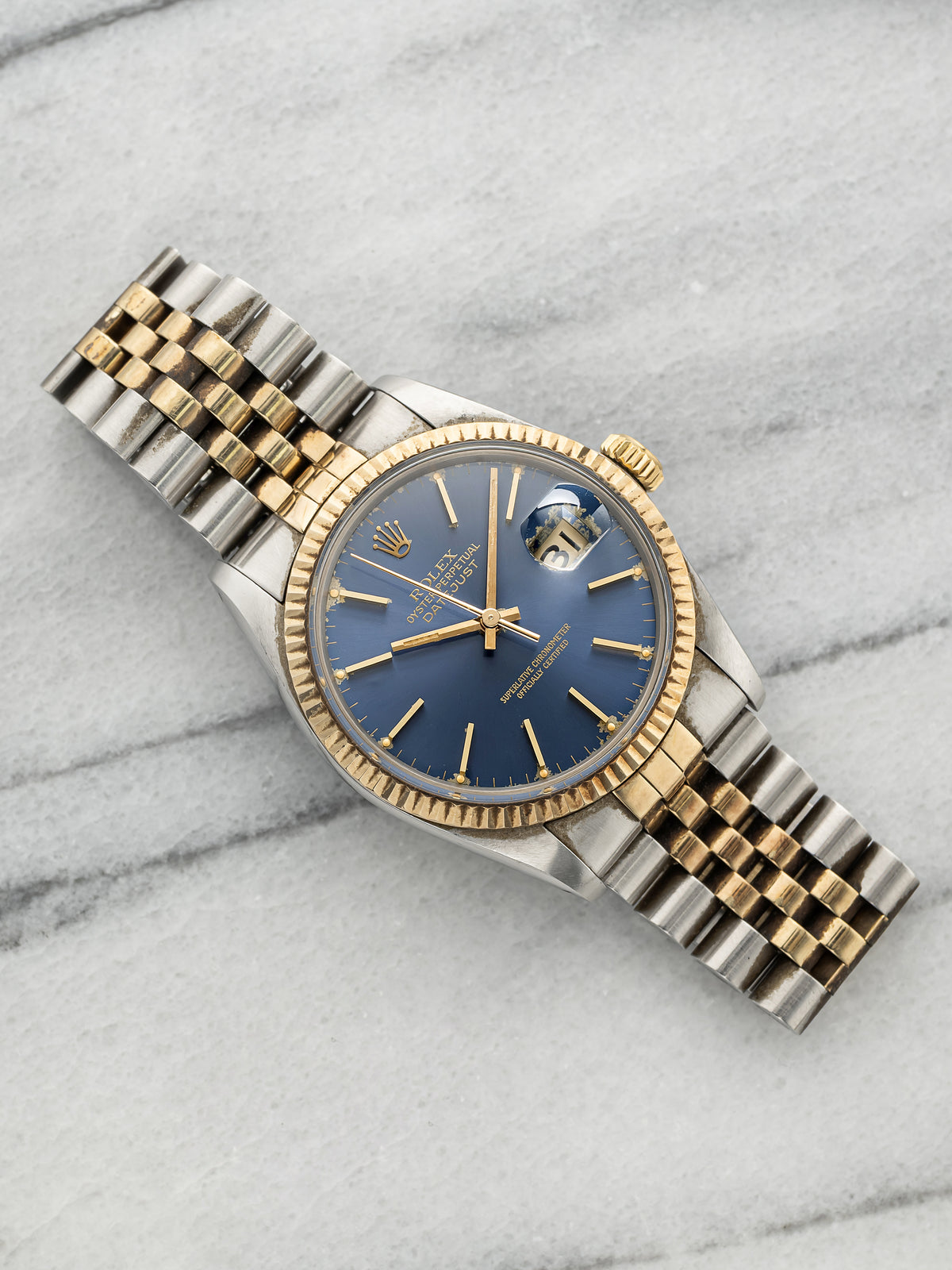 Vintage 1982 Rolex Datejust 16013 Two-Tone Blue Sunburst Dial Automatic 36mm