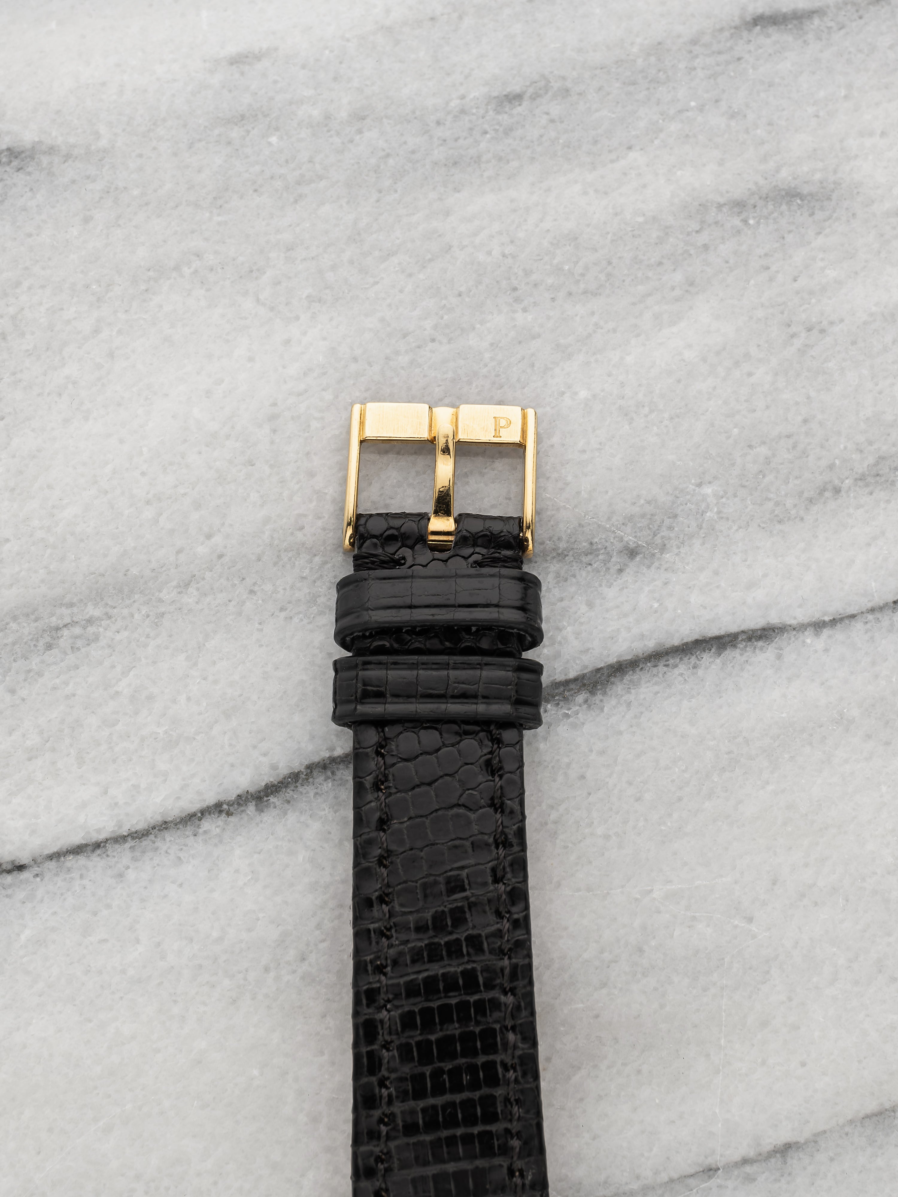 Vintage 1980s Piaget Polo 8673 18K Yellow Gold Onyx Dial Quartz 31 mm