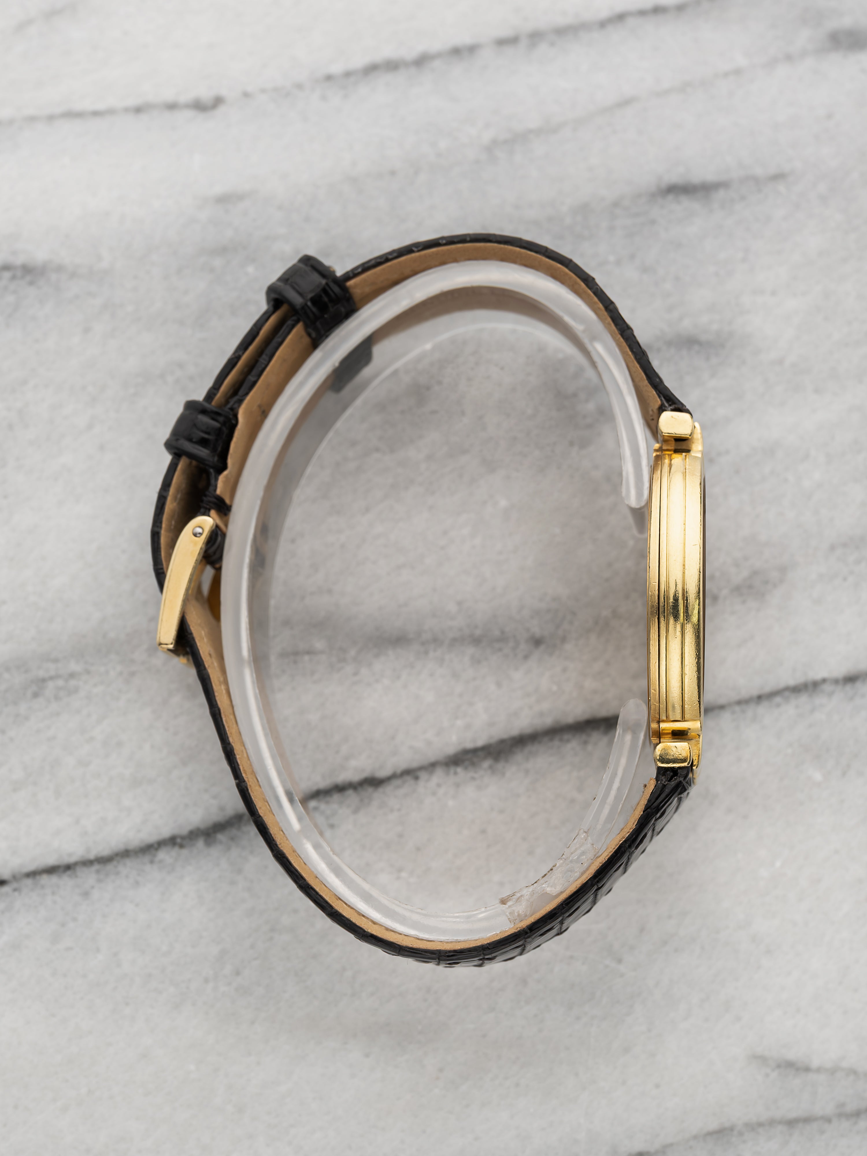Vintage 1980s Piaget Polo 8673 18K Yellow Gold Onyx Dial Quartz 31 mm