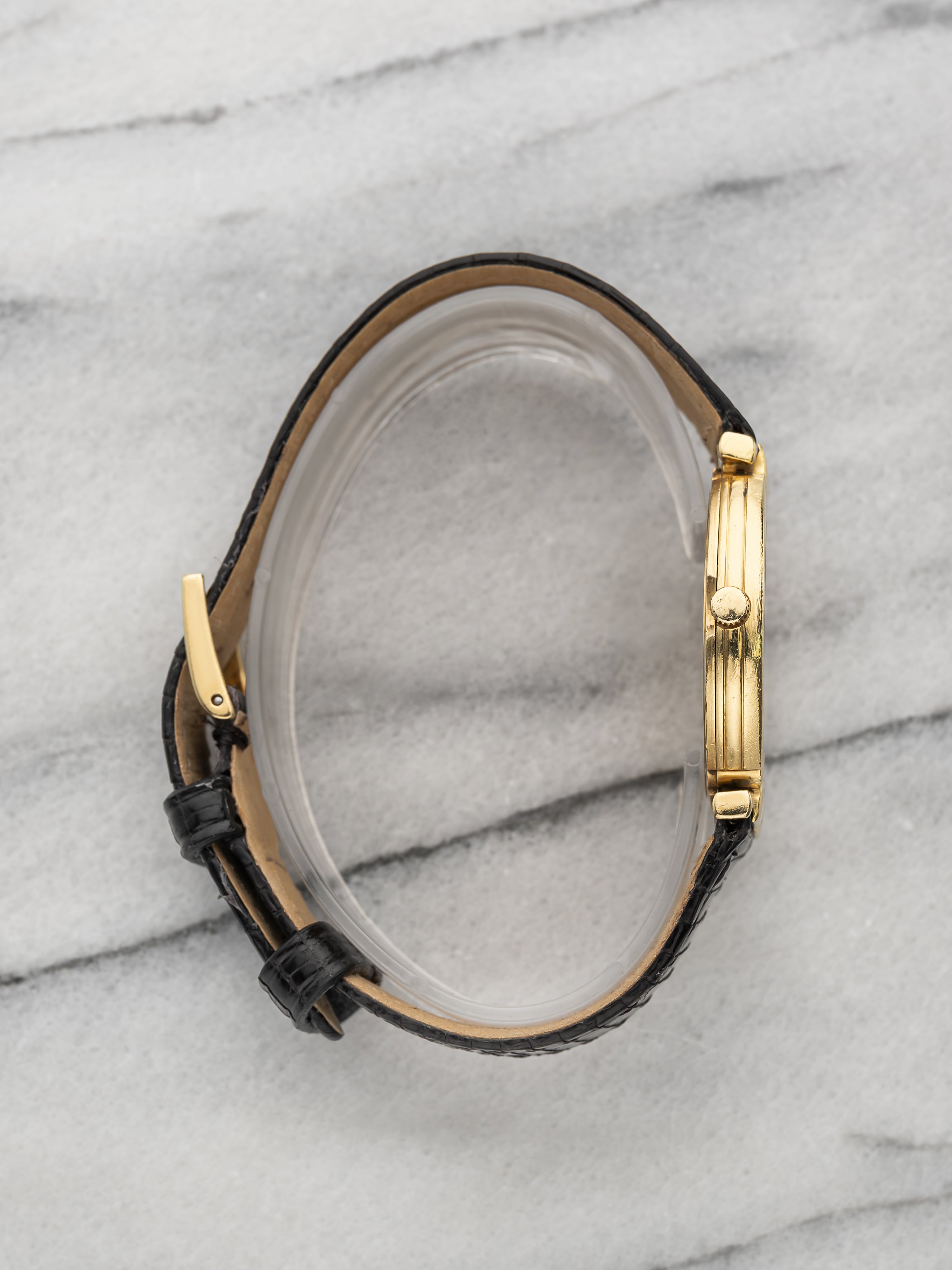 Vintage 1980s Piaget Polo 8673 18K Yellow Gold Onyx Dial Quartz 31 mm
