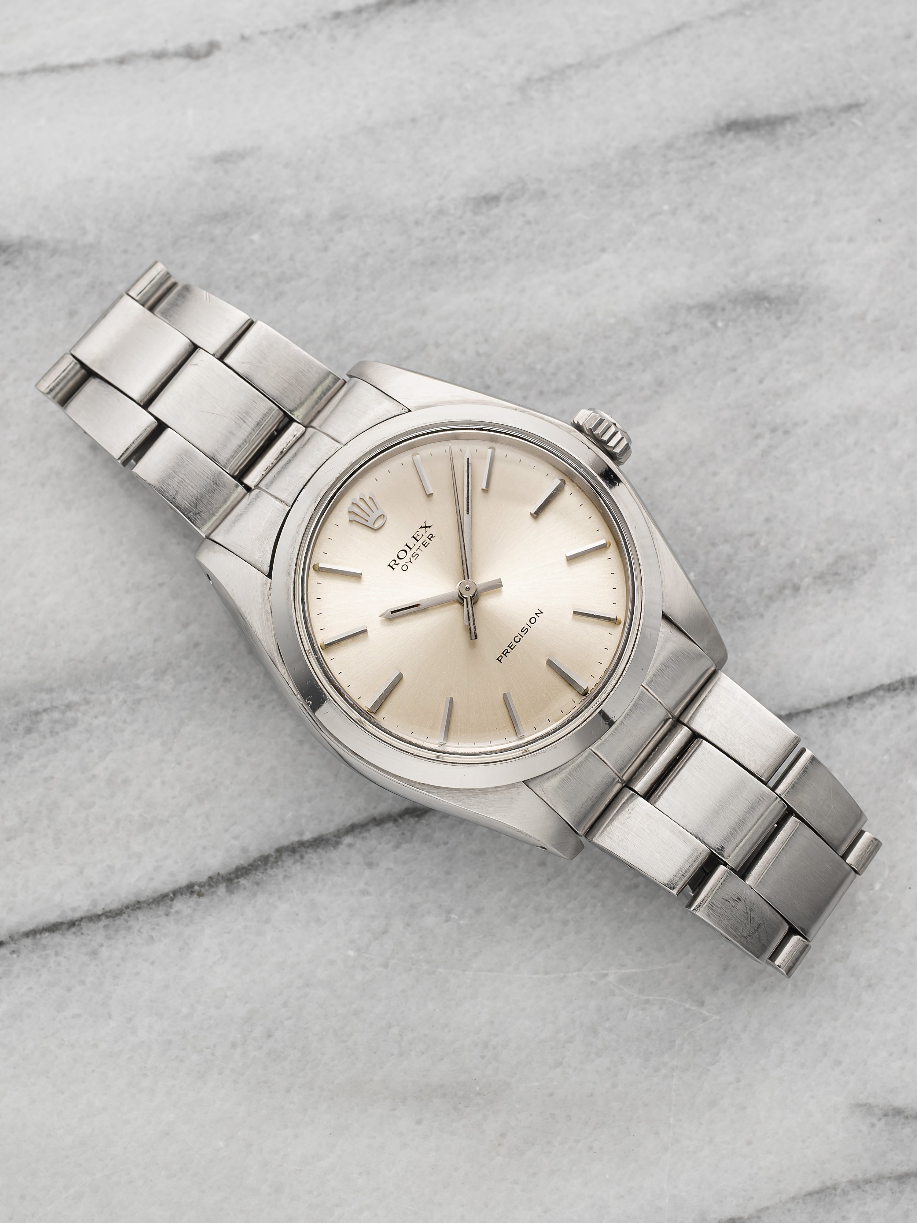 Vintage 1974 Rolex Oyster 6426 Stainless Steel Silver Sunburst Dial Manual 34mm