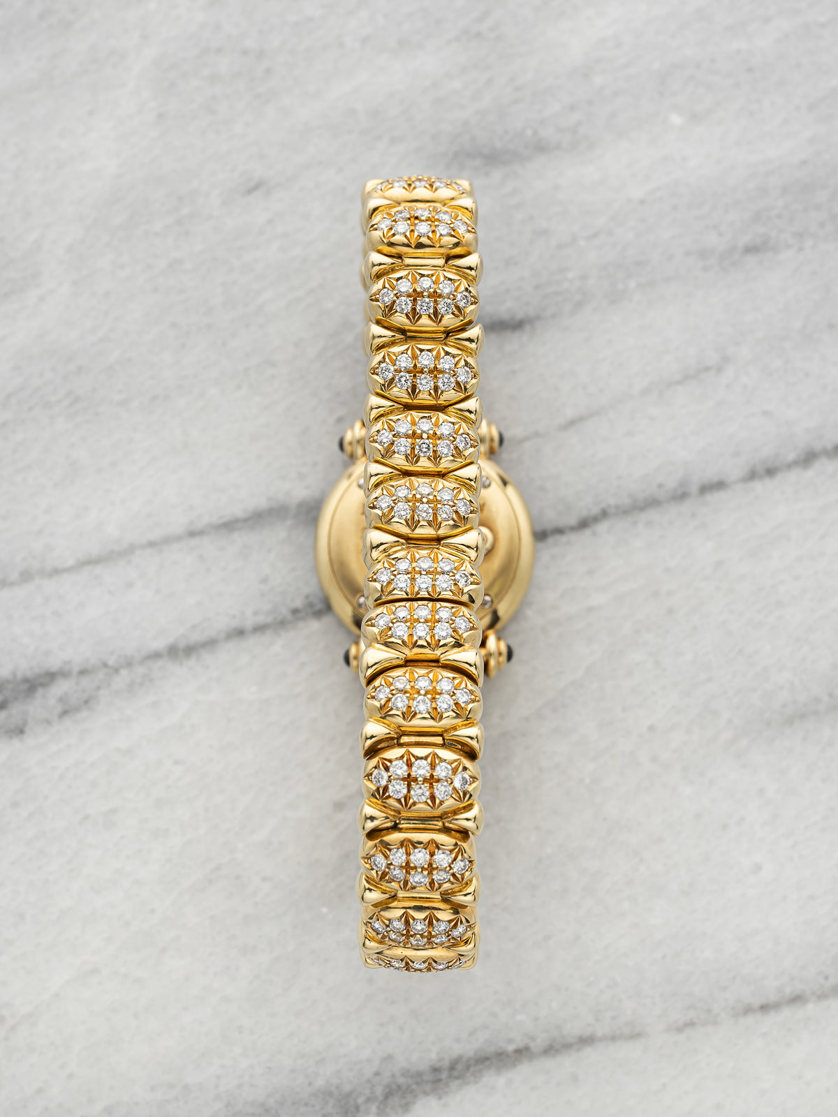 Vintage 1990s Audemars Piguet Ladies 18K Yellow Gold Diamond Pave Quartz 20mm