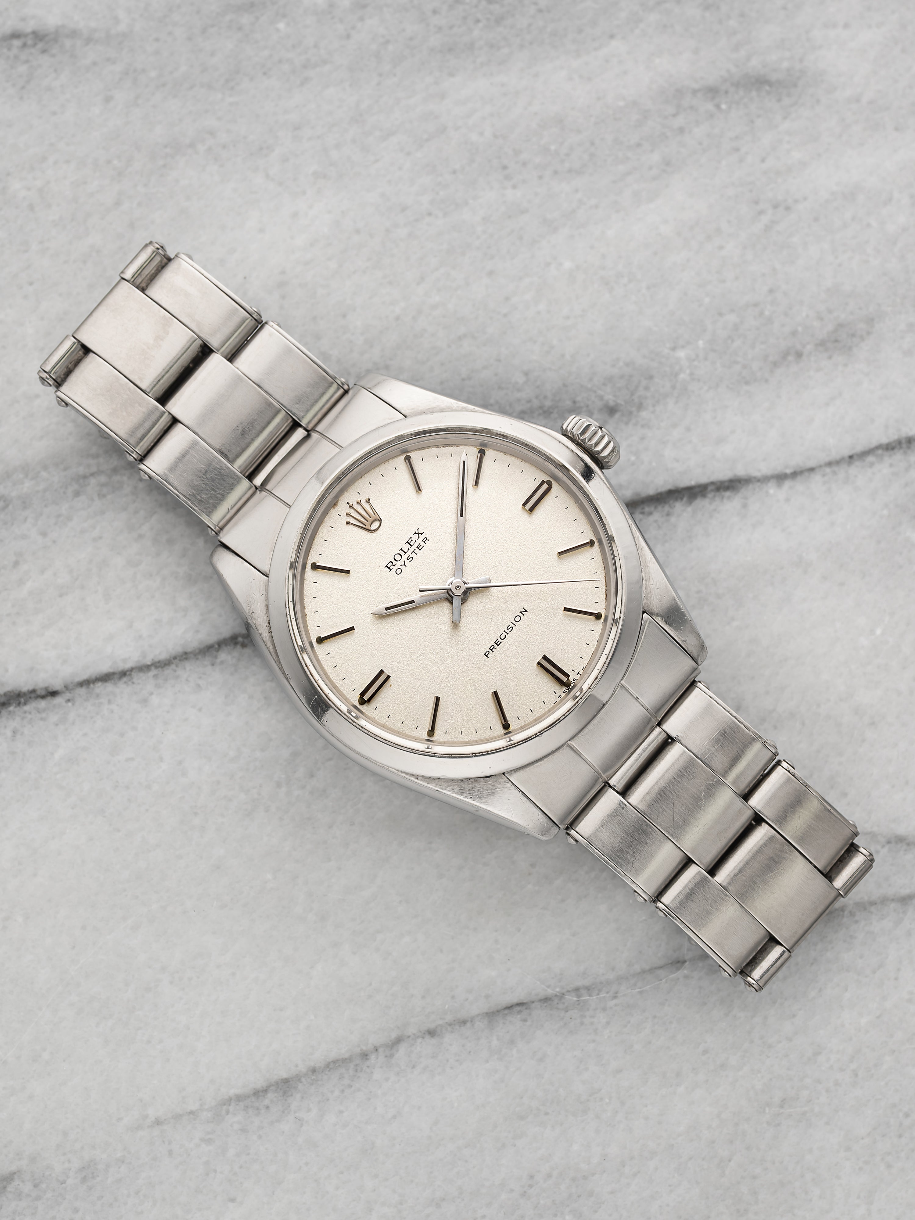 Vintage 1970 Rolex Oyster Precision 6426 Stainless Steel Silver Dial Manual 34mm