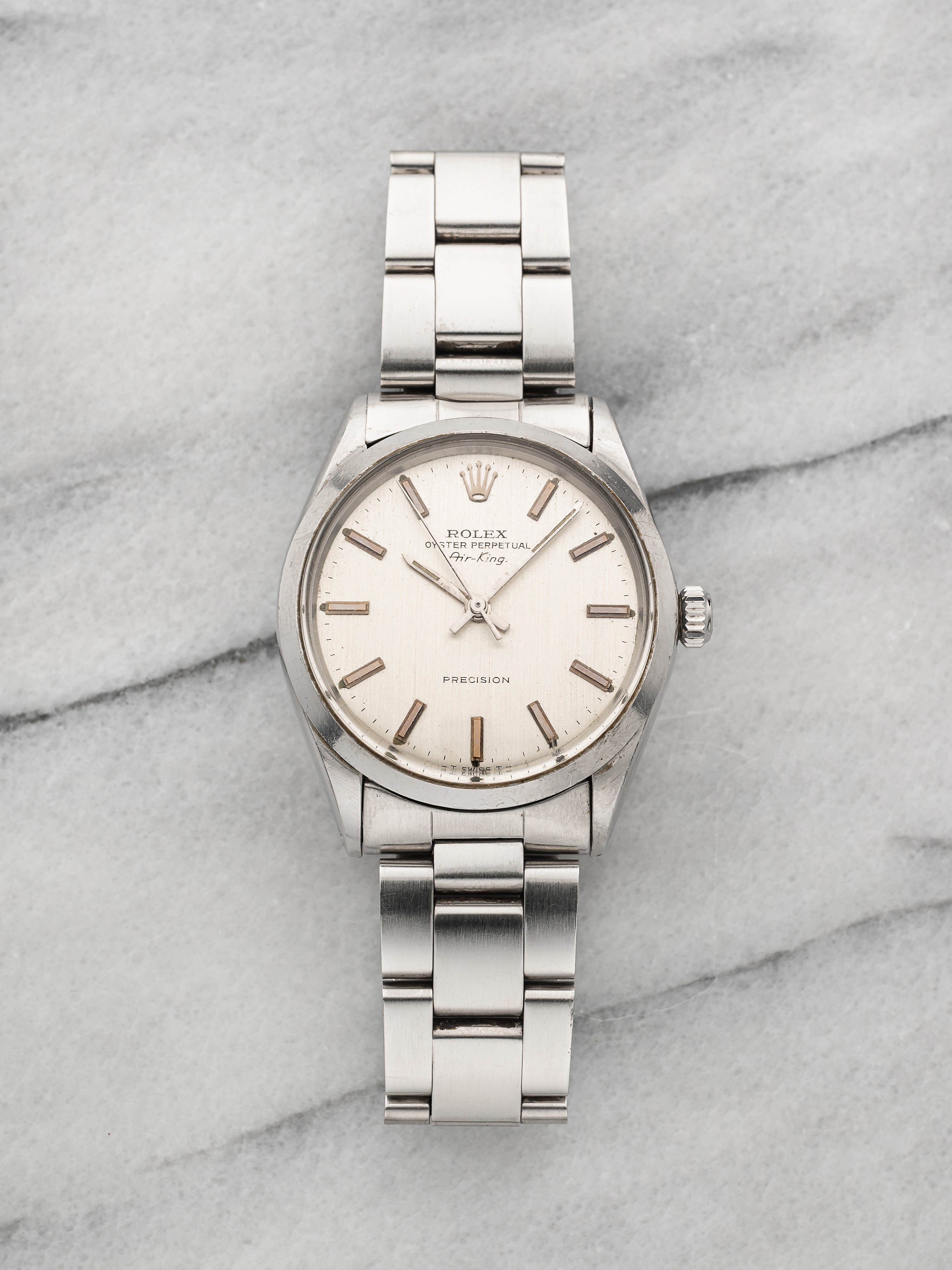 Vintage 1969 Rolex Air-King 5500 Stainless Steel Silver Dial Automatic 34mm