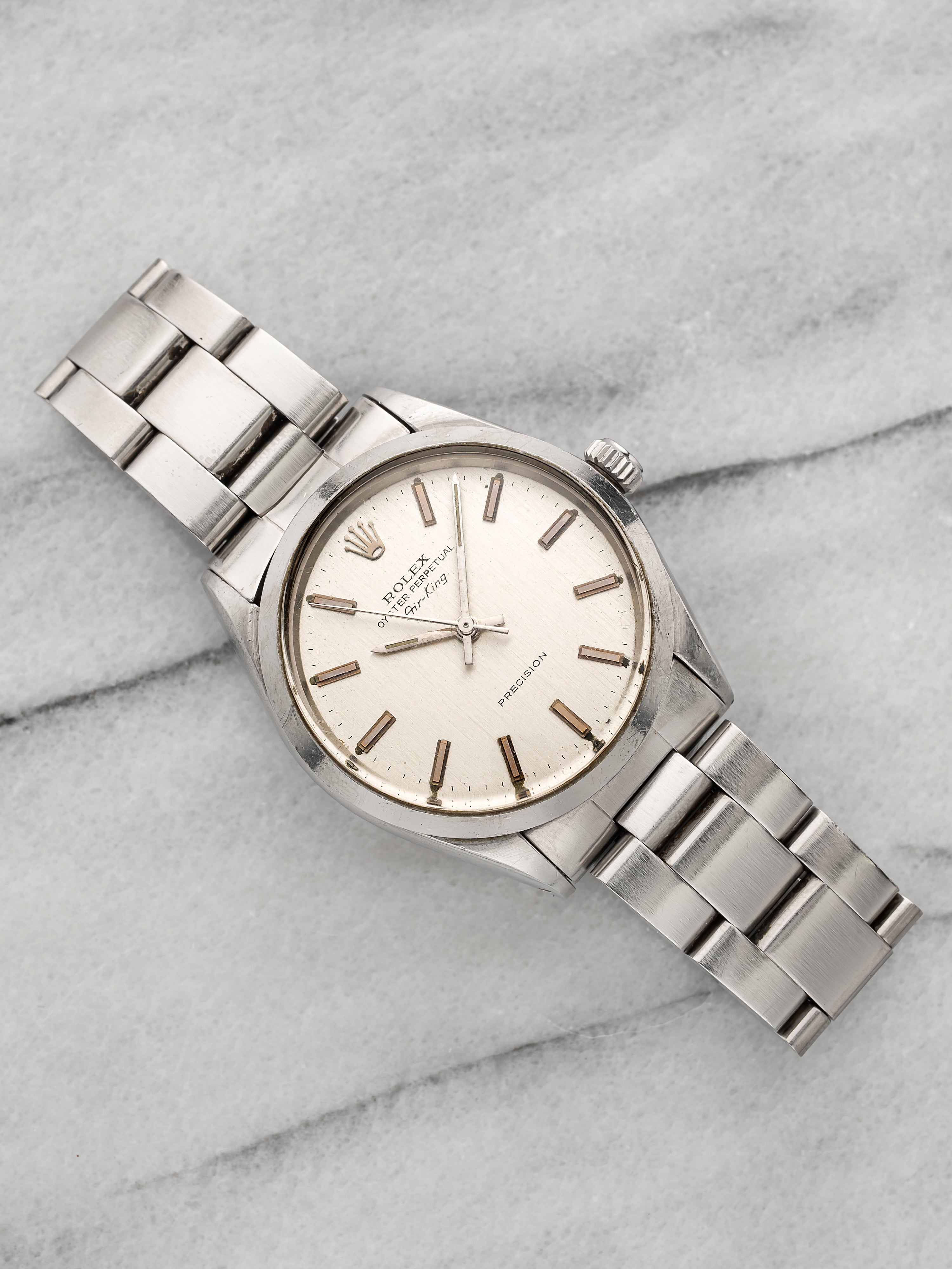 Vintage 1969 Rolex Air-King 5500 Stainless Steel Silver Dial Automatic 34mm