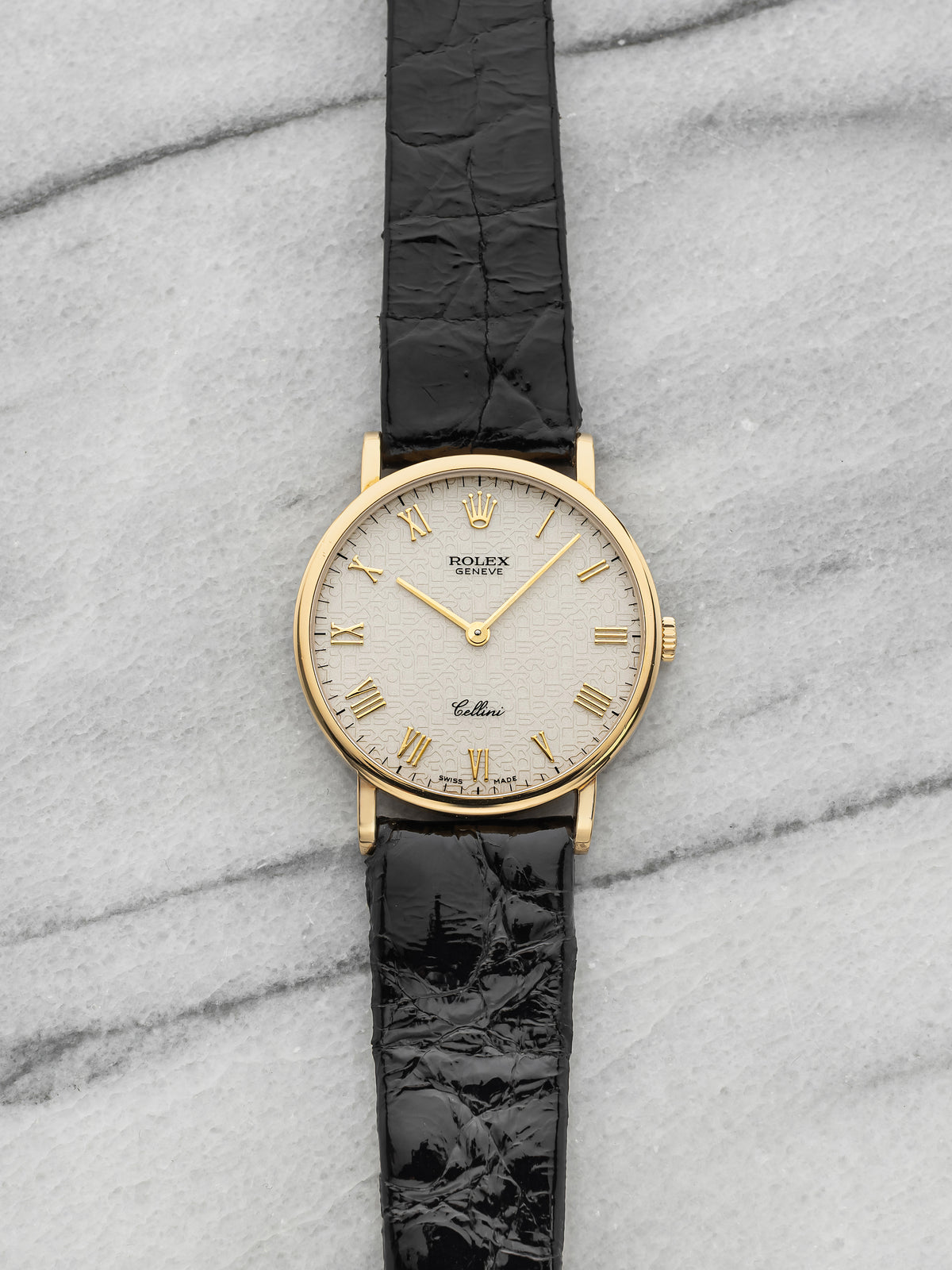 Vintage 1995 Rolex Cellini 5112 18K YG White Roman Anniversary Dial Manual 32mm