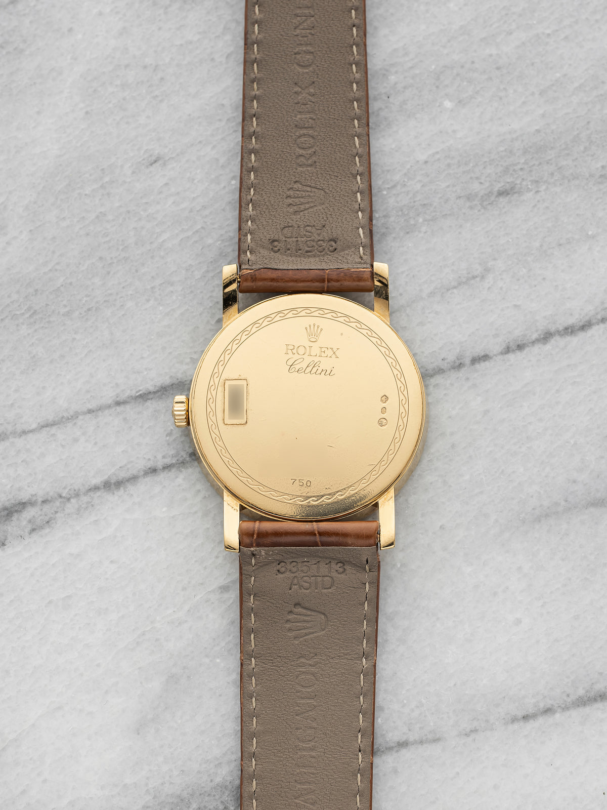 2008 Rolex Cellini 5115 18K YG Mother of Pearl Honeycomb Guilloche Manual 32mm